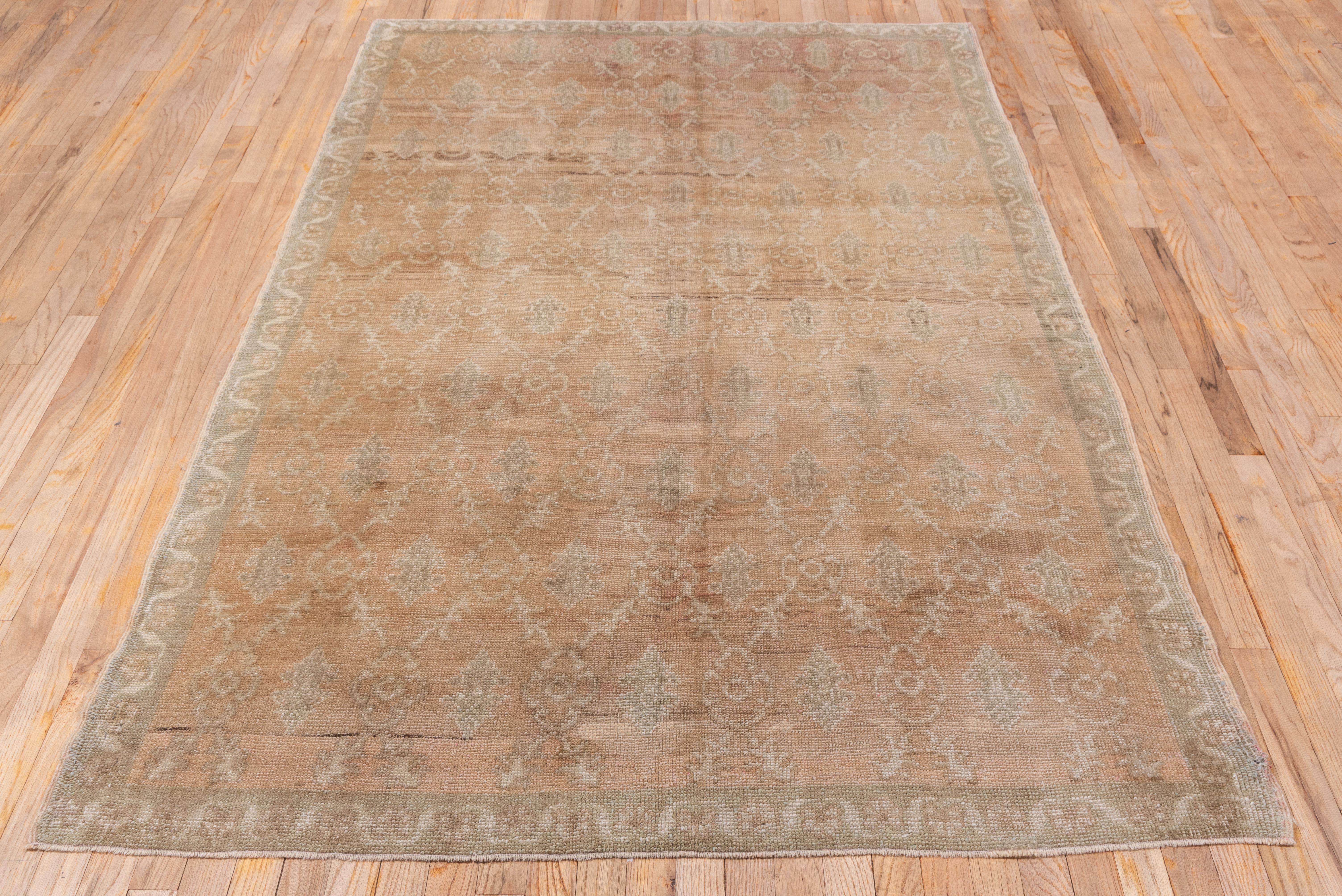 Hand-Knotted Neutral Turkish Oushak Rug For Sale