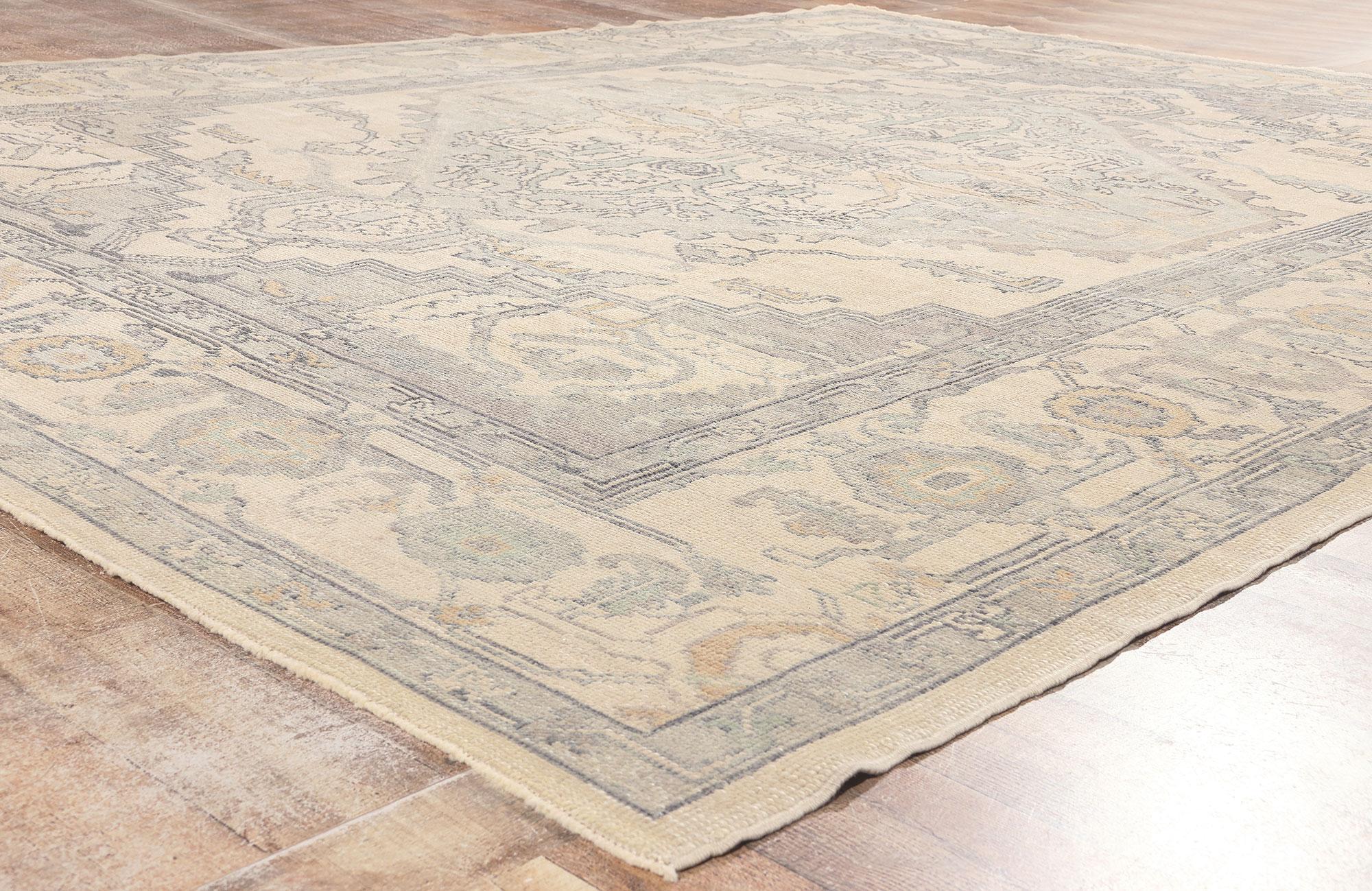 Neutral Turkish Oushak Rug, Modern Style Meets Classic Elegance For Sale 1