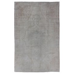 Tapis de Turquie Oushak vintage neutre aux couleurs pâles