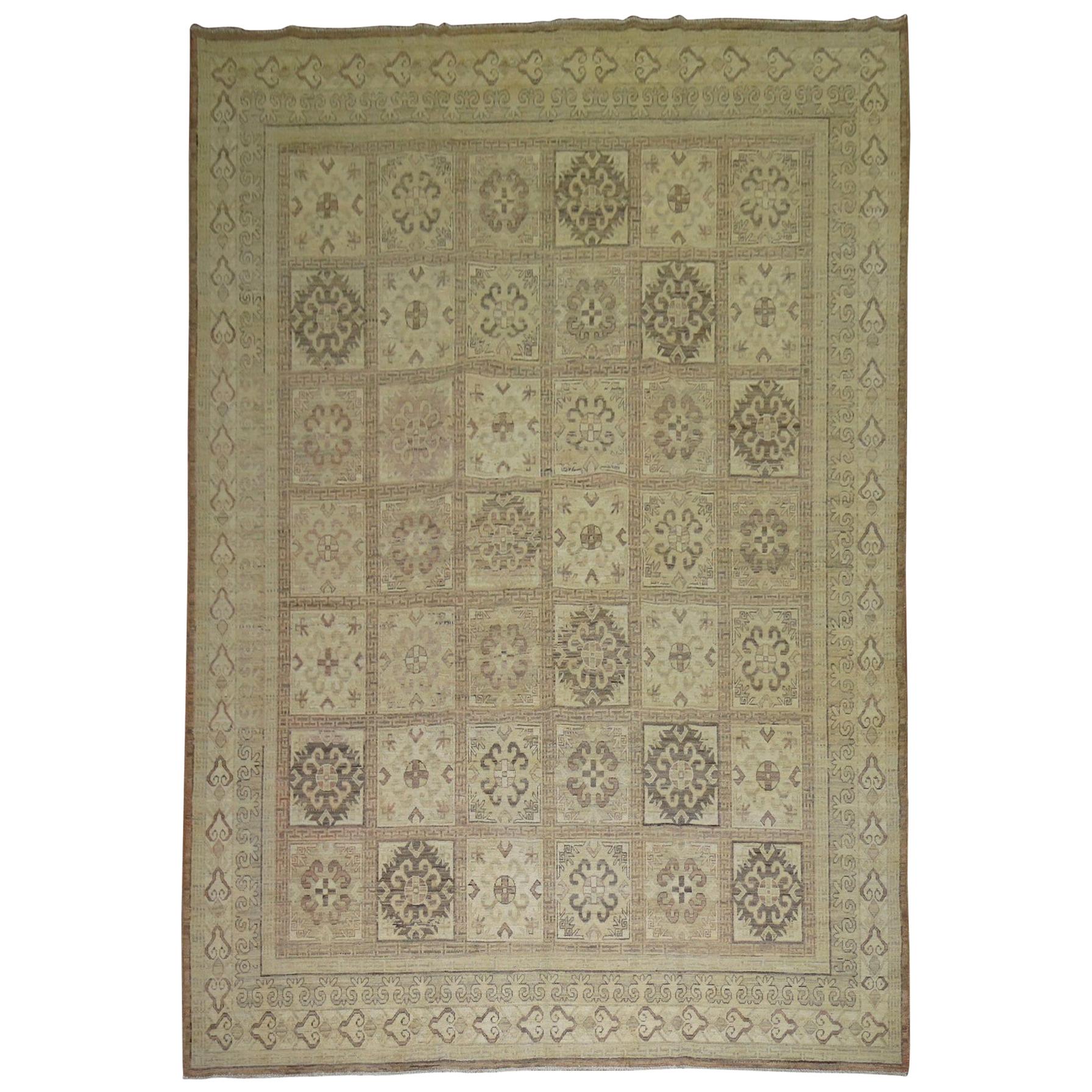 Neutral Vintage Room Size Khotan Rug