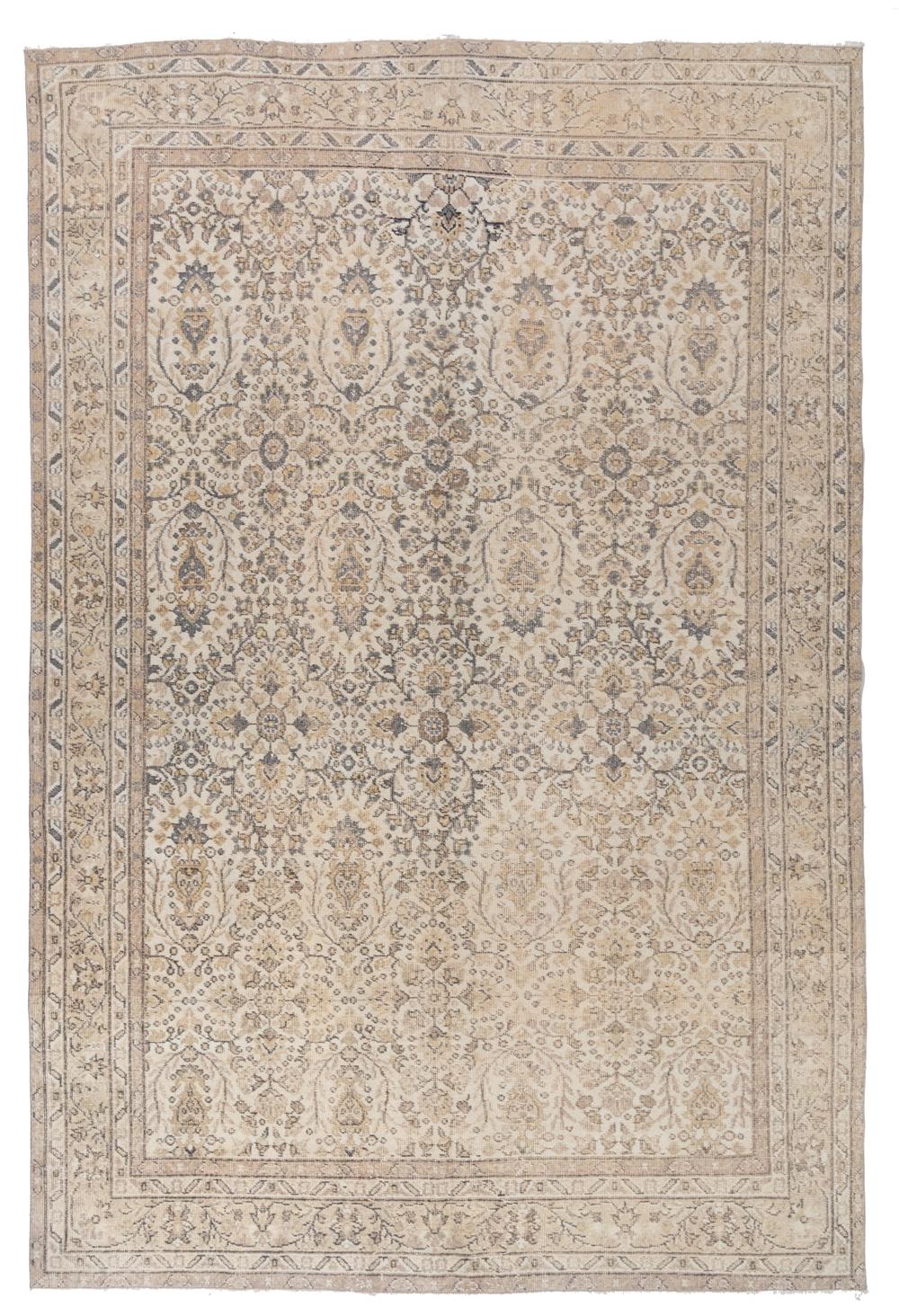 Age: 1940

Pile: low

Wear Notes: 3

Material: wool on cotton

Wear Guide:
Vintage and antique rugs are by nature, pre-loved and may show evidence of their past. There are varying degrees of wear to vintage rugs; some show very little and some show