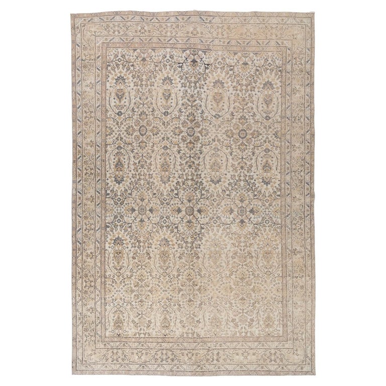 Neutral Vintage Turkish Oushak Rug For Sale at 1stDibs