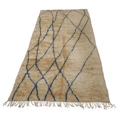 Vintage Neutral with Indigo Blue Pattern Moroccan Rug 12
2" x 6
2" Hand Crafted 100%Wool