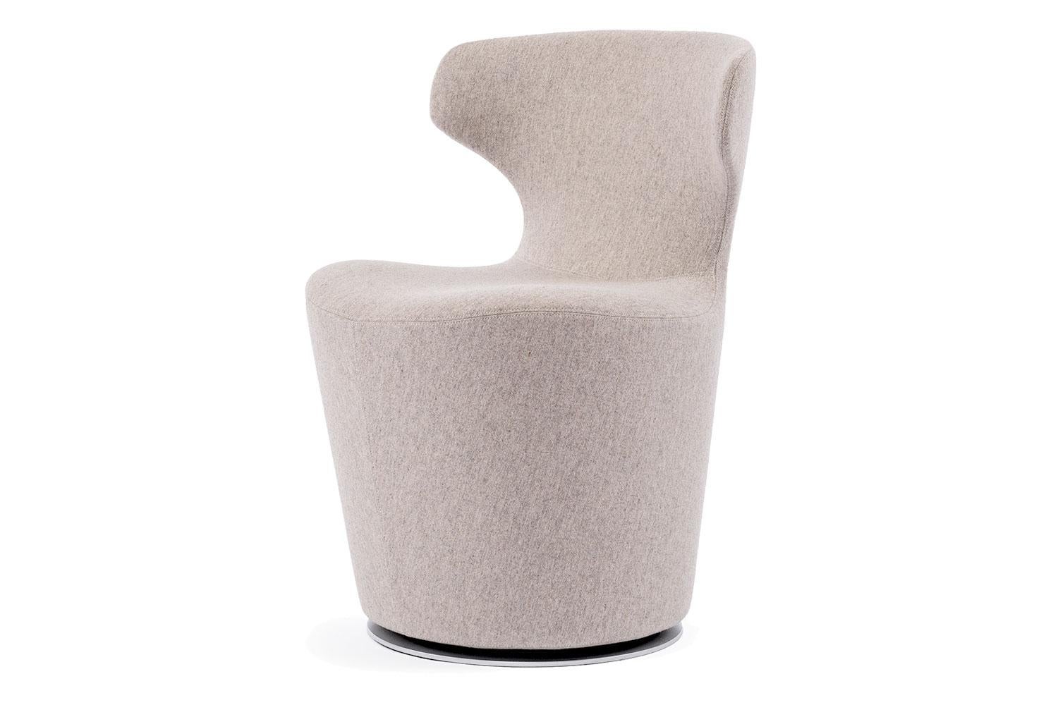 Italian Neutral Wool Cashmere Upholstered Swivel Armchair by B&B Italia - Available Now