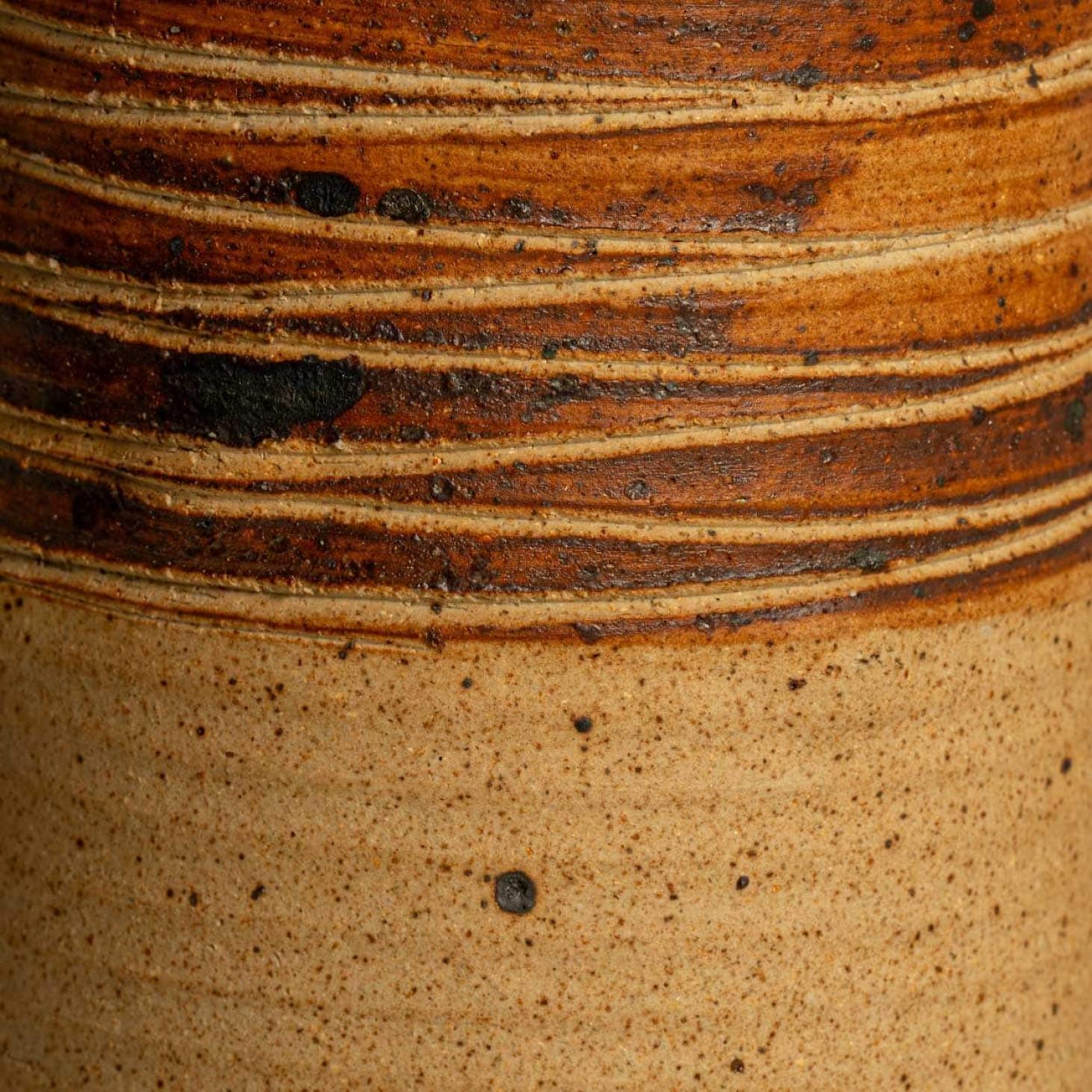 Other Neutral XL Textured Ceramic Floor Table Lamp, Natural Lampshade by R. Houben For Sale