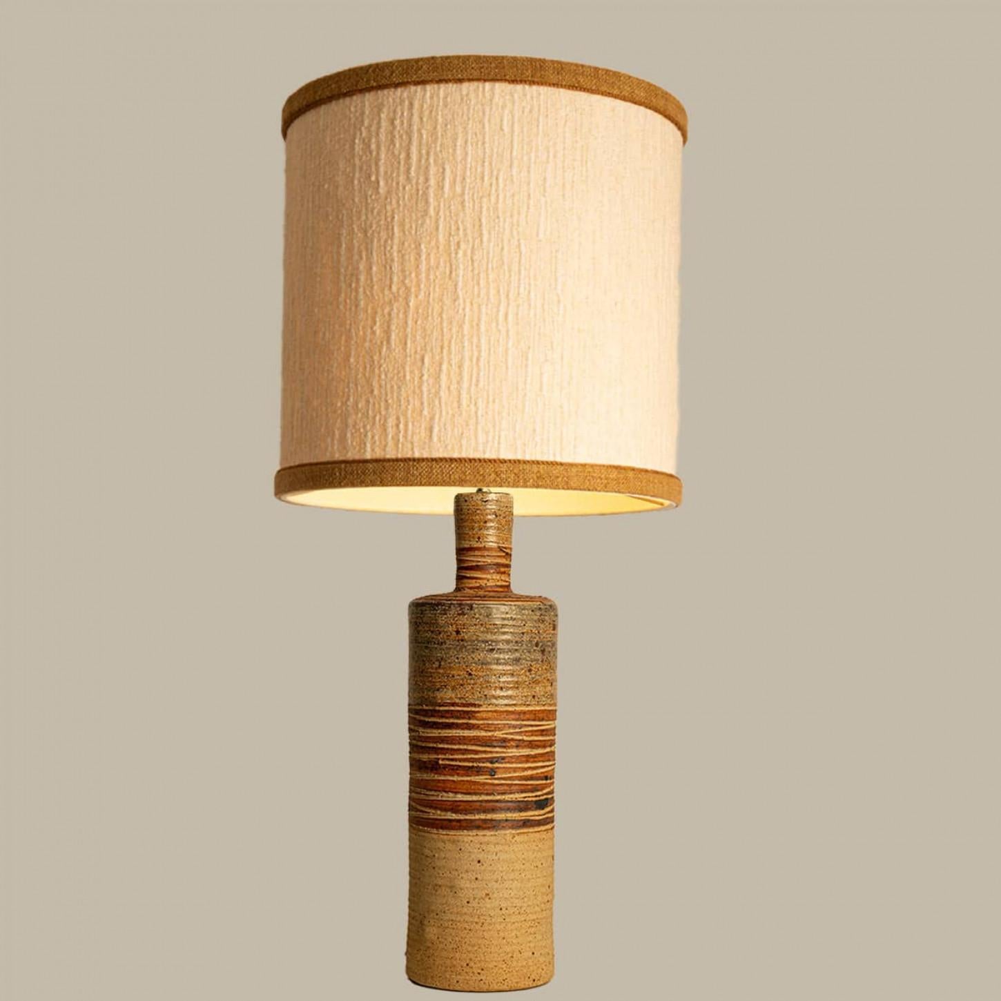 Mid-20th Century Neutral XL Textured Ceramic Floor Table Lamp, Natural Lampshade by R. Houben For Sale