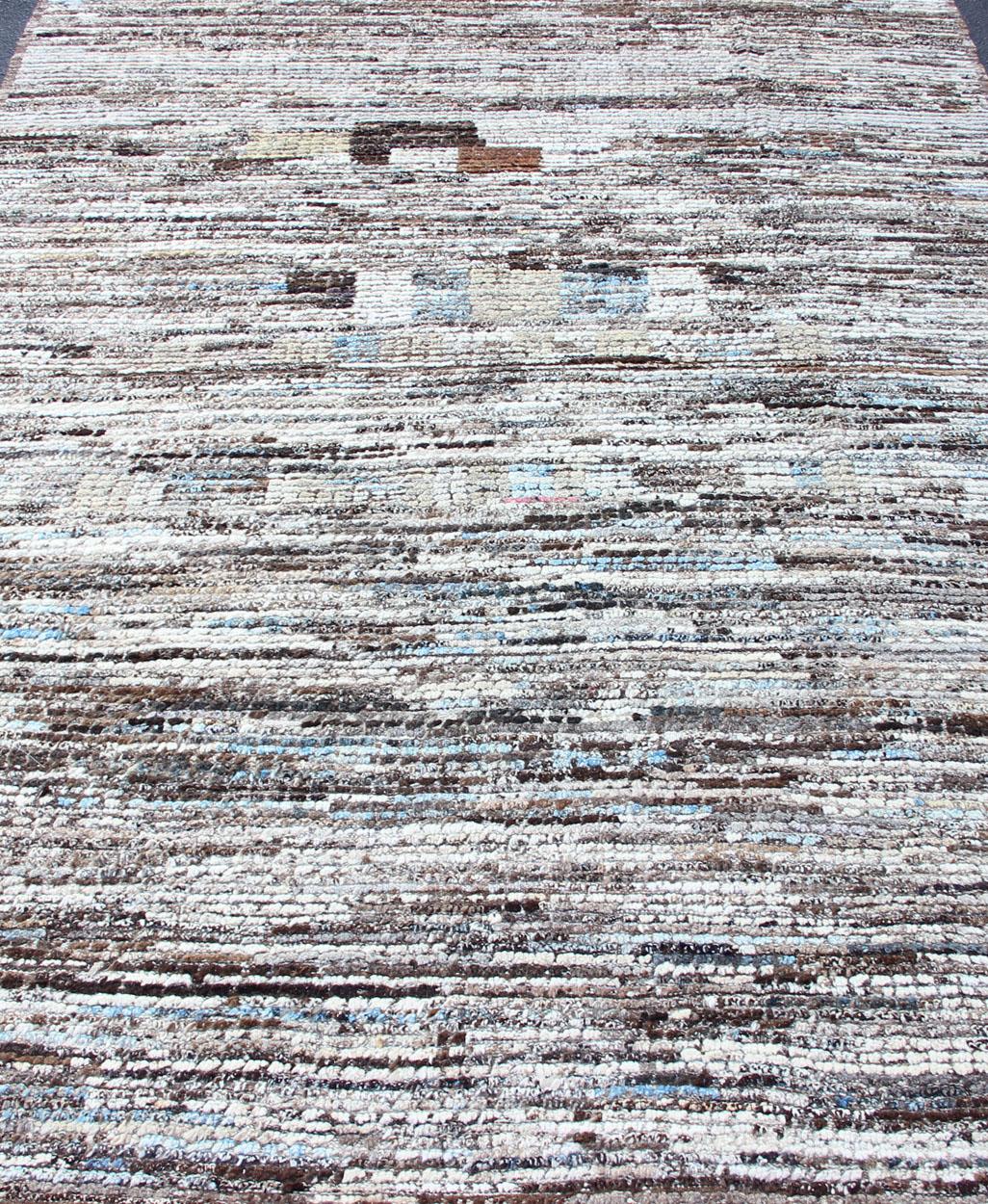 Lana Tappeto con design geometrico moderno afgano a diamante, neutro, carbone, grigio e marrone in vendita