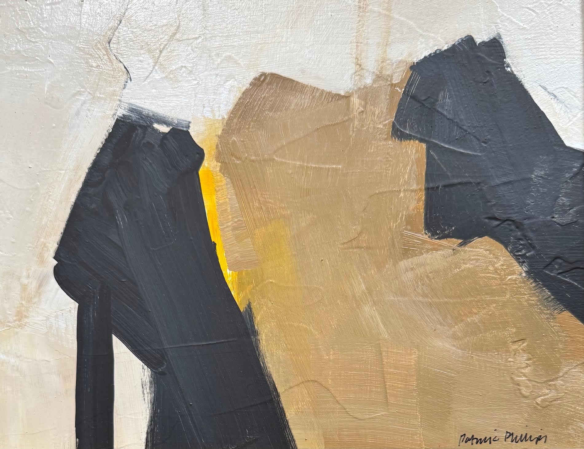 Americano Pittura neutra con schegge gialle dell'artista Patrick Phillips, Stati Uniti d'America. in vendita