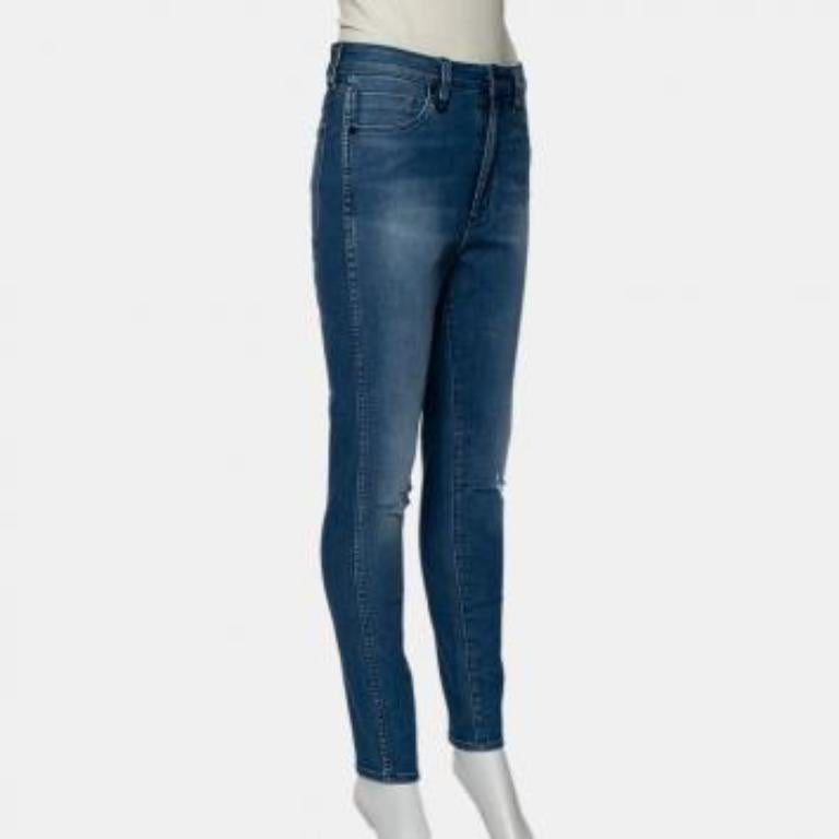 Neuw Blue Denim High Waist Skinny Distressed Marilyn Jeans M For Sale 4