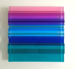 Marsh Sunset, Plexiglass Wall Sculpture, Colorful, Dimensional