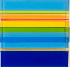 Morning Light, Plexiglass, Wall Sculpture, Colorful, Dimensional, Blues, Unique