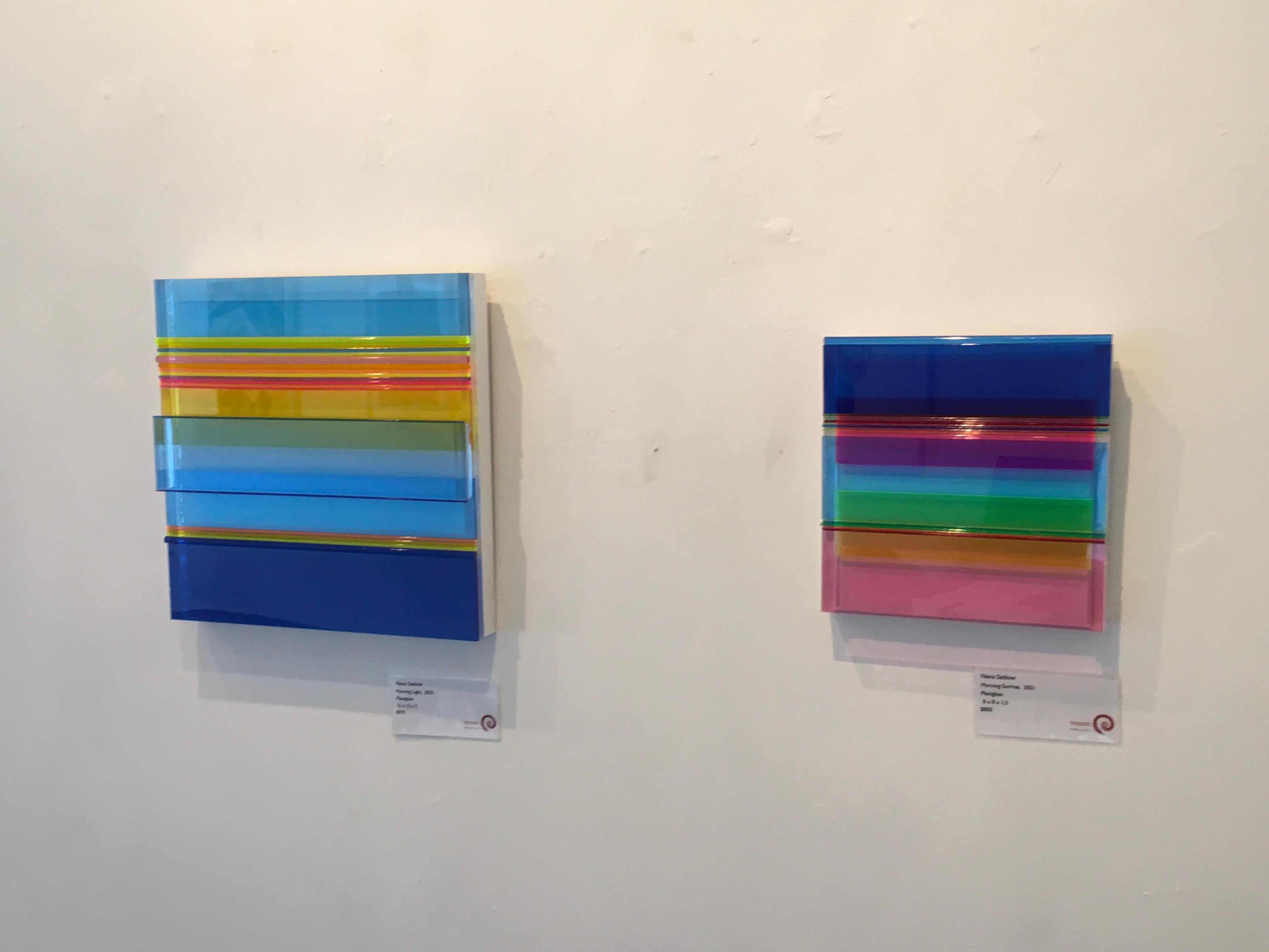 Morning Light, Plexiglass, Wall Sculpture, Colorful, Dimensional, Blues, Unique For Sale 1