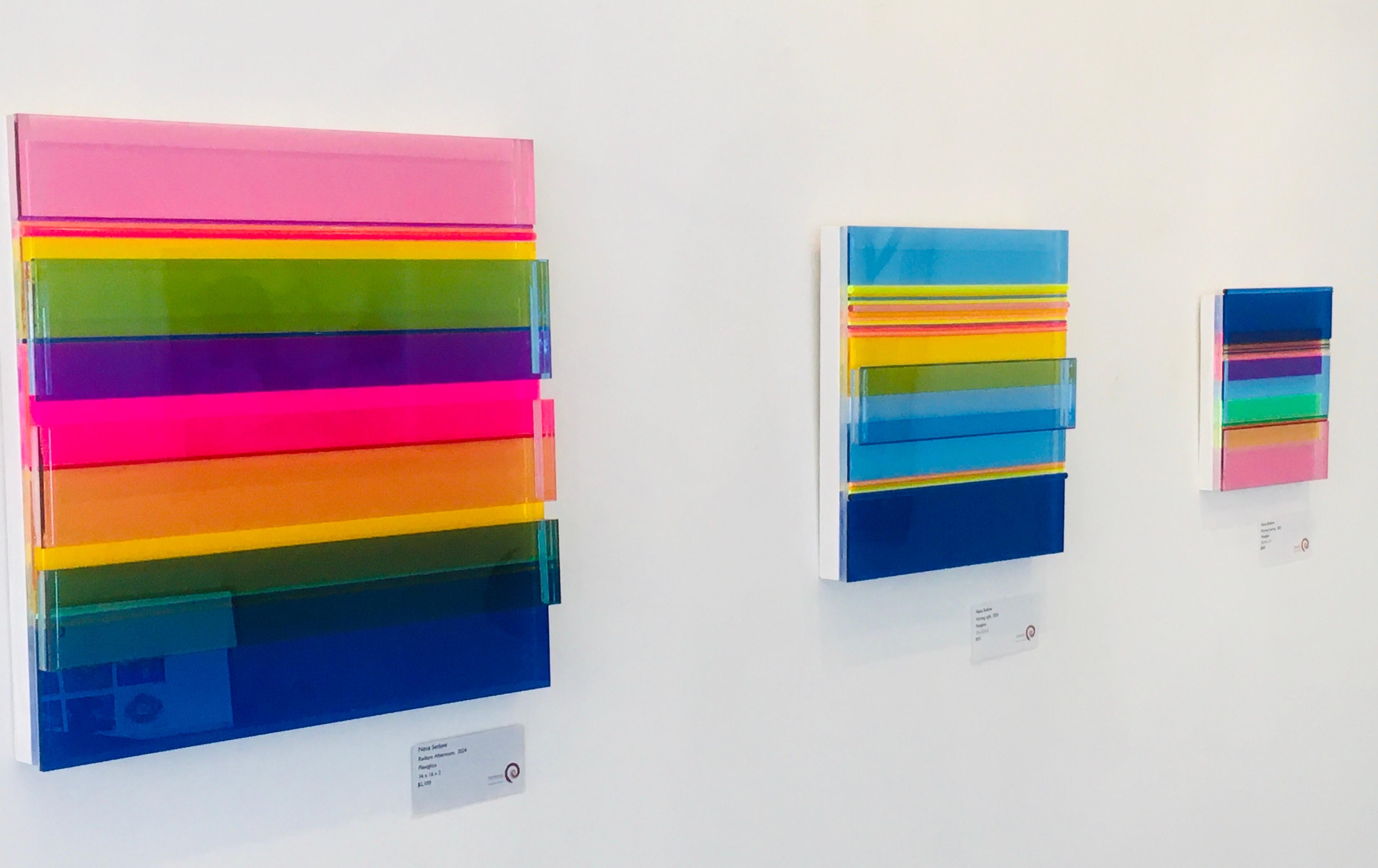 Morning Light, Plexiglass, Wall Sculpture, Colorful, Dimensional, Blues, Unique For Sale 2