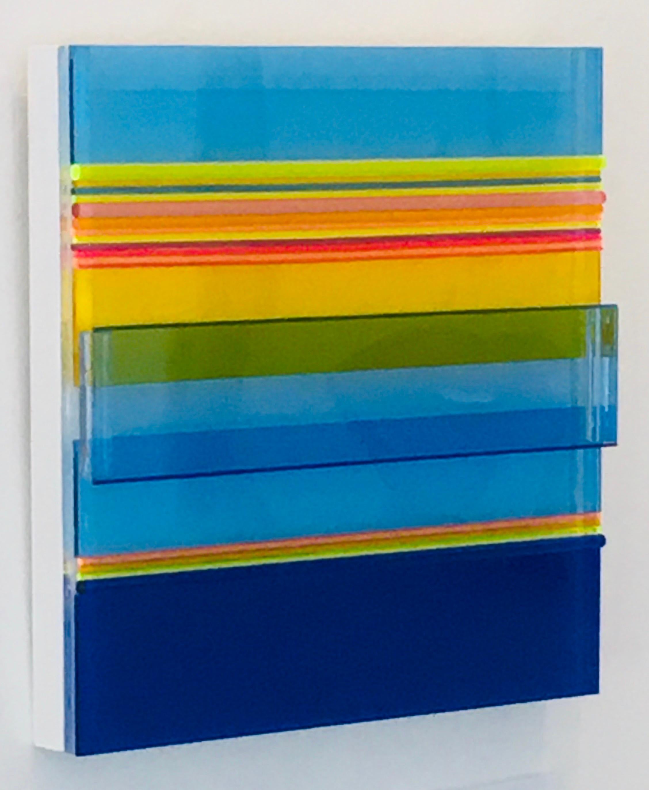 Morning Light, Plexiglass, Wall Sculpture, Colorful, Dimensional, Blues, Unique For Sale 5