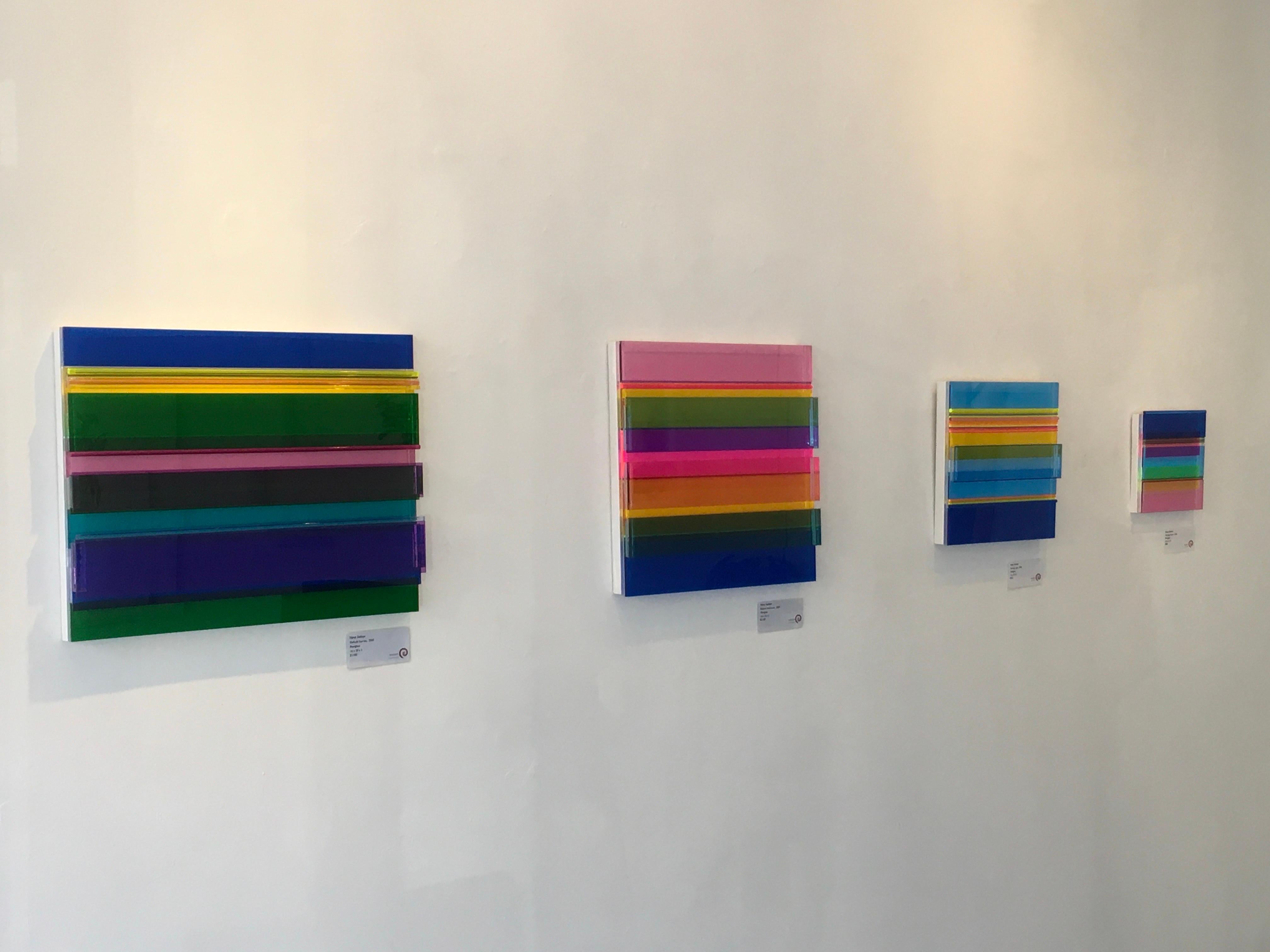 Morning Light, Plexiglass, Wall Sculpture, Colorful, Dimensional, Blues, Unique For Sale 6