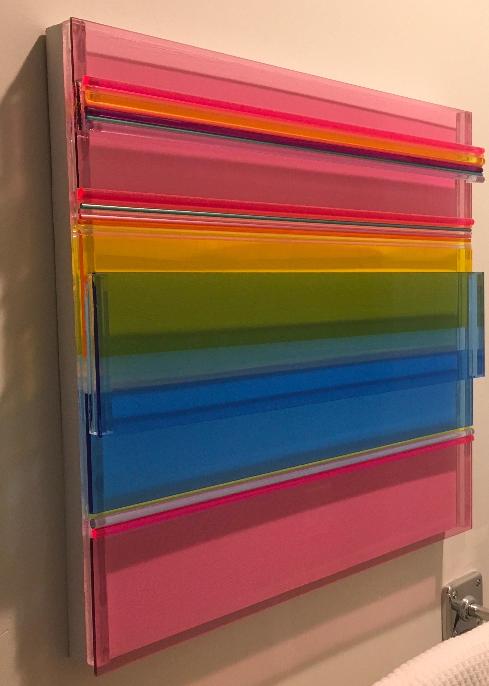 Roses By The Sea, Plexiglass, Wall Sculpture, Colorful, Dimensional, Unique For Sale 1