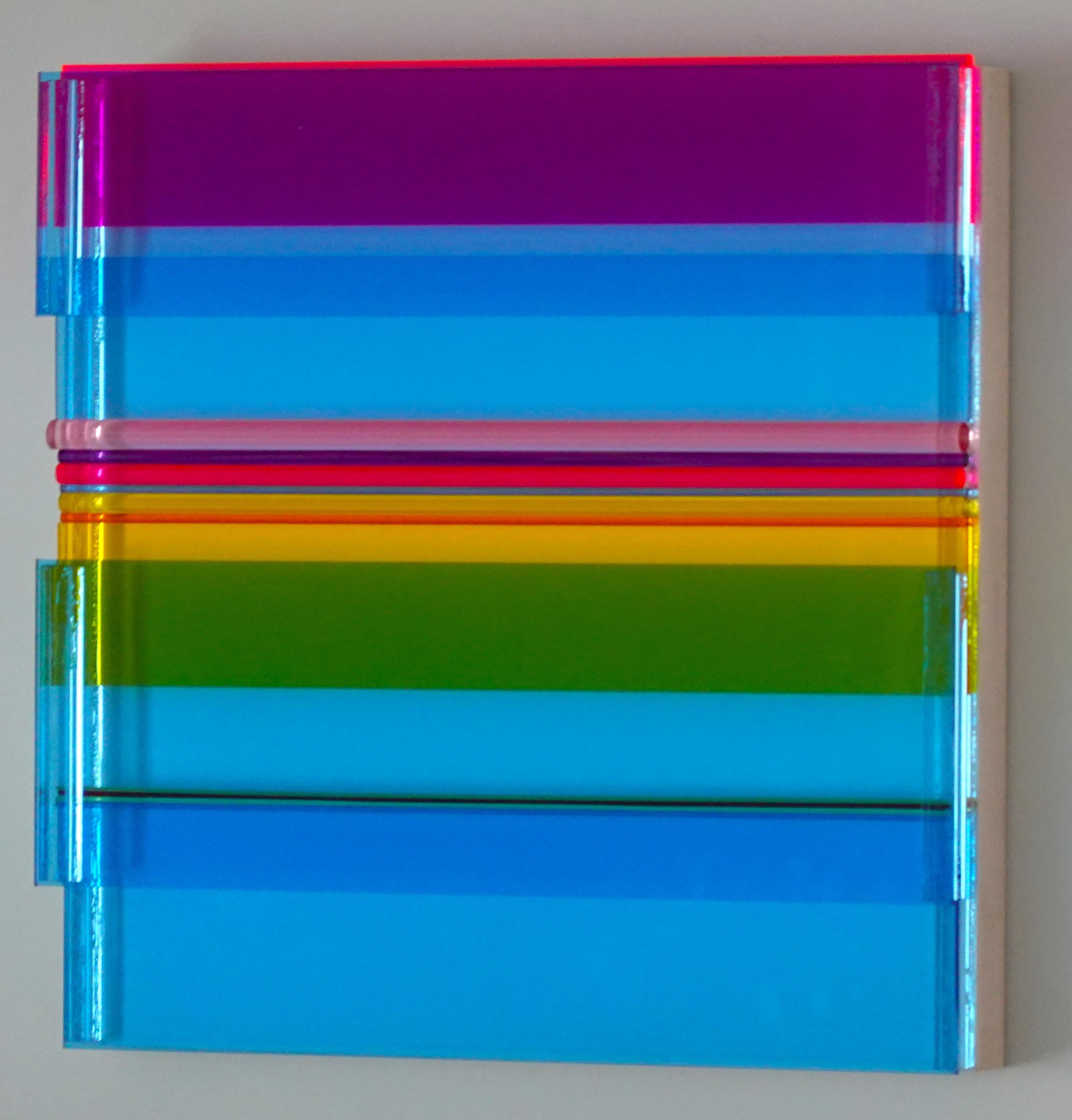 Tarde junto al mar, Plexiglás, Escultura de pared, Colorida, Dimensional, Única - Sculpture de Neva Delihas Setlow