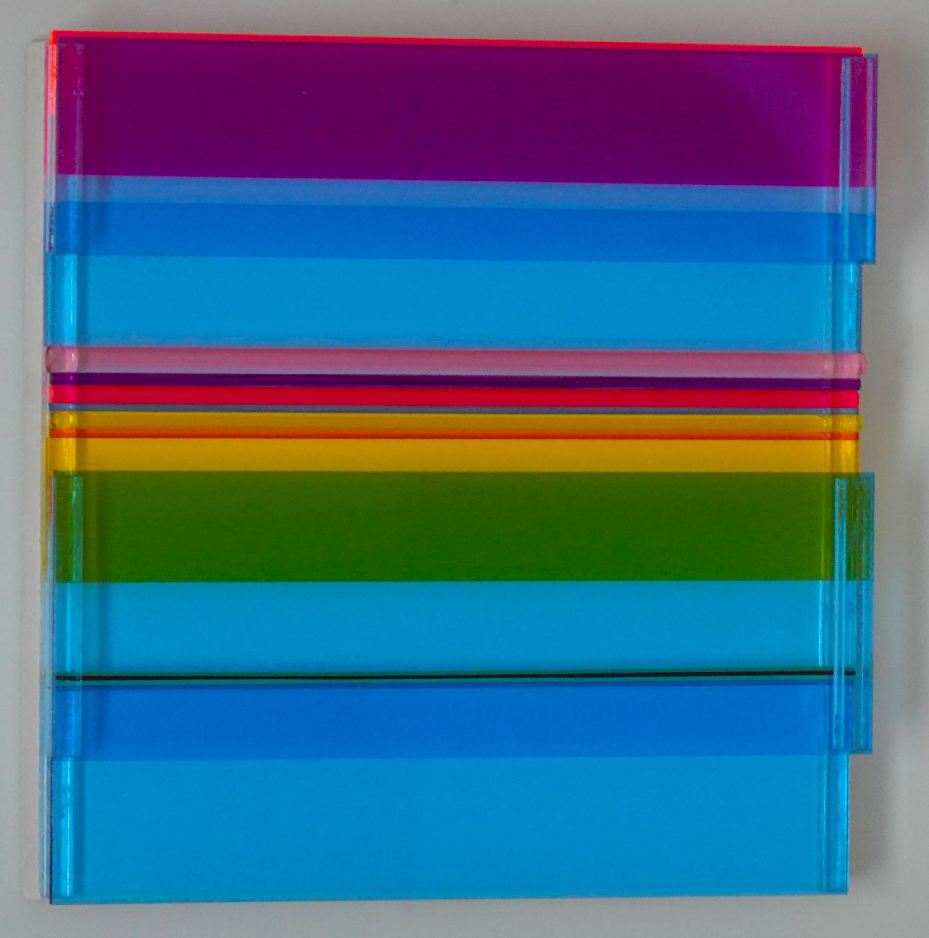 Tarde junto al mar, Plexiglás, Escultura de pared, Colorida, Dimensional, Única