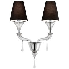 Nevada 5549 02 Wall Scone in Glass with Black Shade, by Barovier&Toso