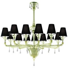 Lustre Nevada 5549 13 en verre avec abat-jour noir, par Barovier&Toso