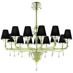 Nevada 5549 13 Chandelier in Glass with Black Shade, by Barovier&Toso