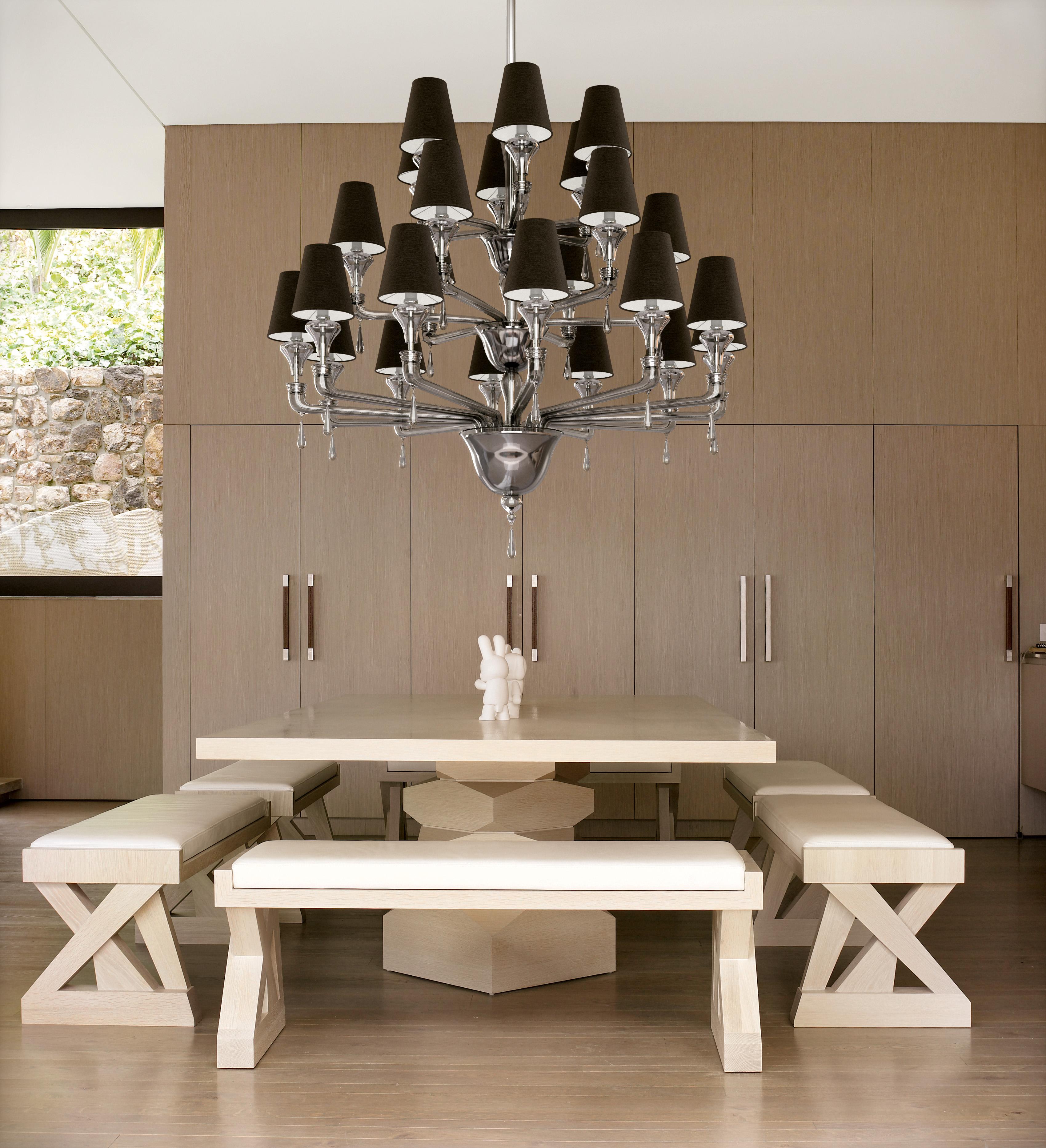 Modern Nevada 5549 24 Chandelier in Glass with Black Shade, by Barovier&Toso