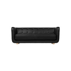 Nevada Vilhelm Sofa aus schwarzem leder und eiche natur von Lassen