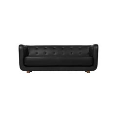 Nevada Black Leather and Smoked Oak Vilhelm Sofa by Lassen