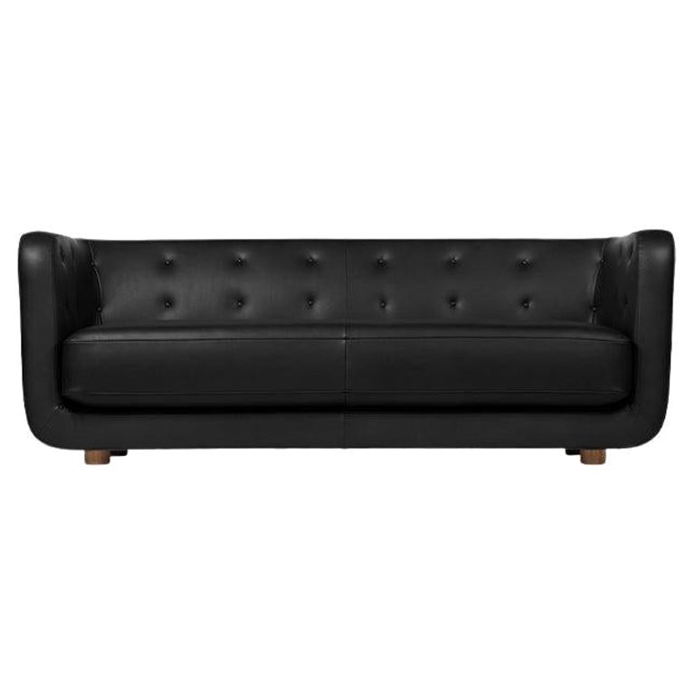 Canapé Vilhelm en cuir noir et chêne fumé du Nevada de Lassen