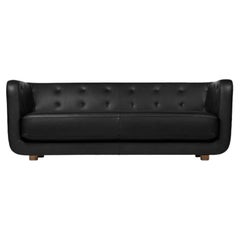 Canapé Vilhelm en cuir noir et chêne fumé du Nevada de Lassen