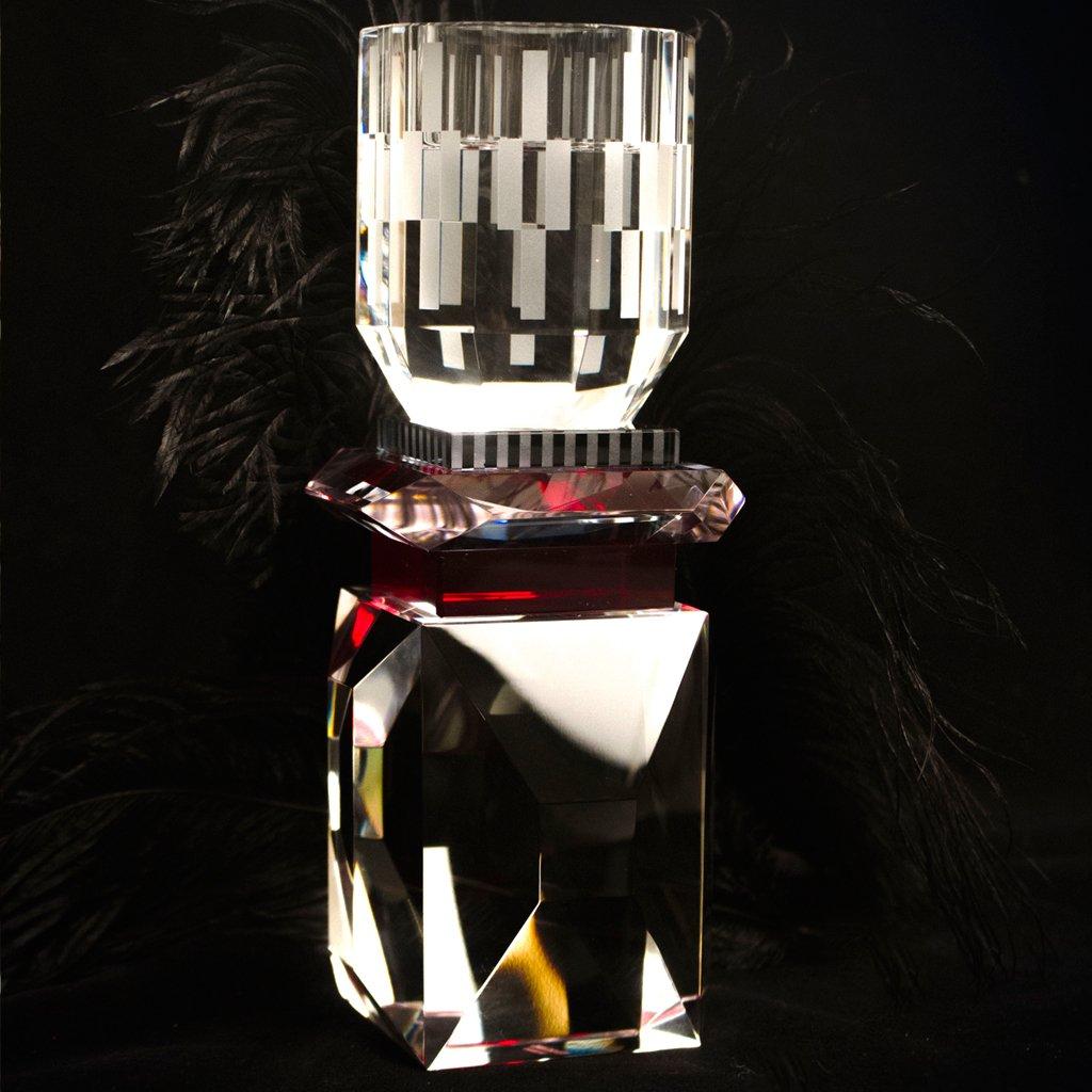 Post-Modern Nevada Crystal T-Light Holder, Hand-Sculpted Contemporary Crystal For Sale