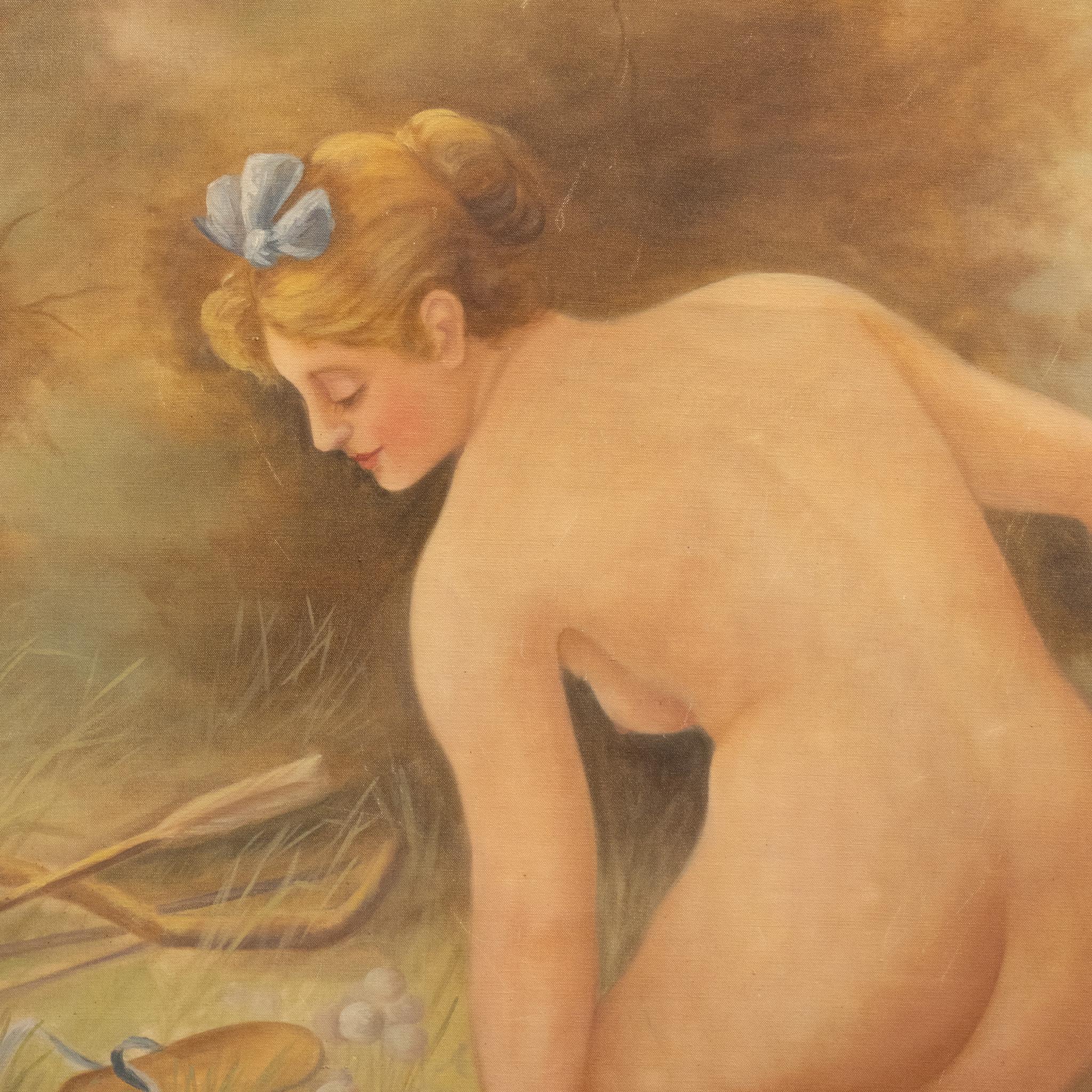 Hand-Painted Nevada Saloon Nude Painting For Sale