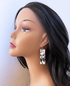 Nevada White Buffalo Turquoise and Sterling Silver Statement Drop Earrings