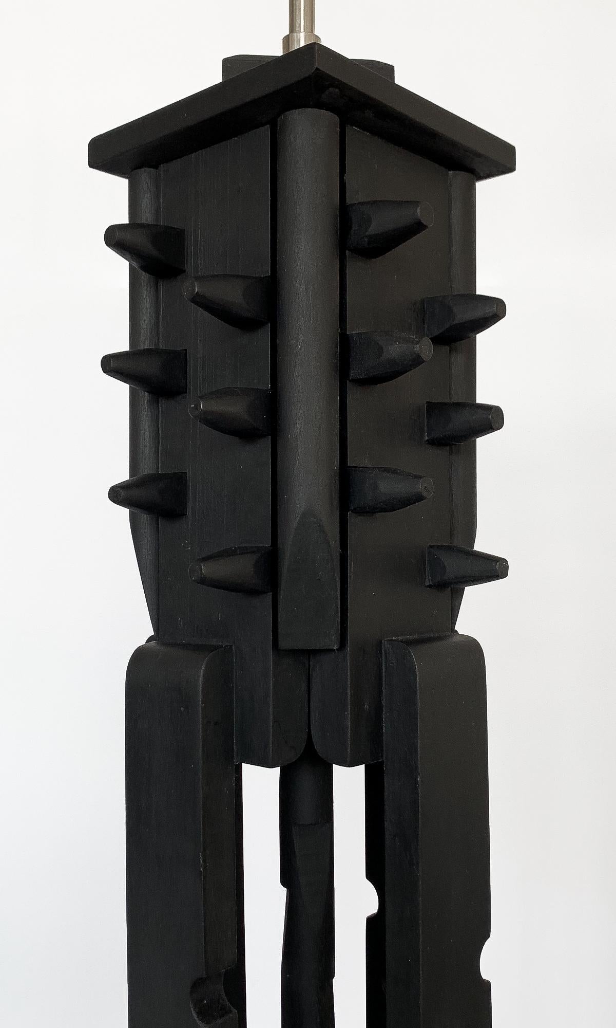 Nevelson Style Black Painted Wood Assemblage Floor Lamp 3