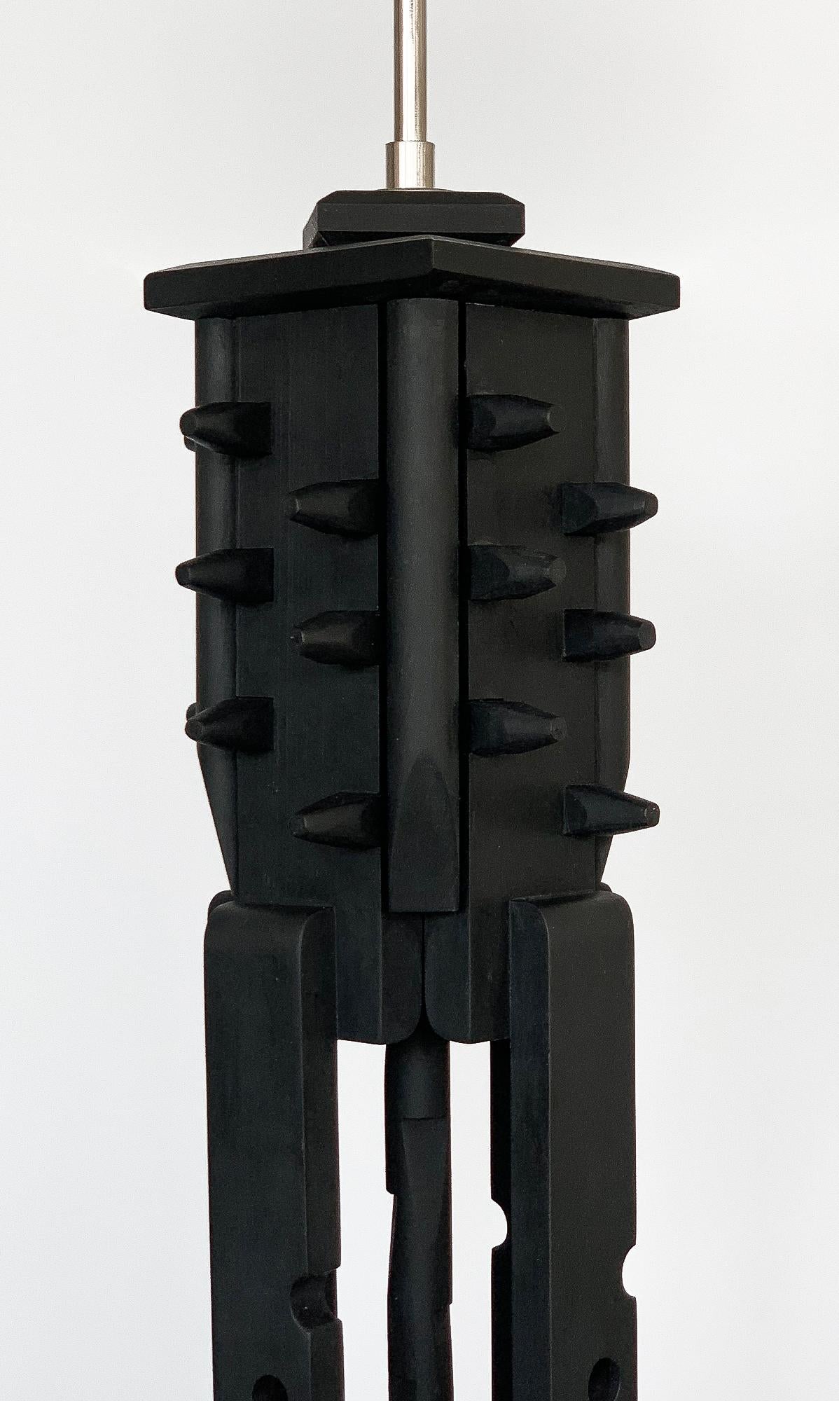 Nevelson Style Black Painted Wood Assemblage Floor Lamp 3