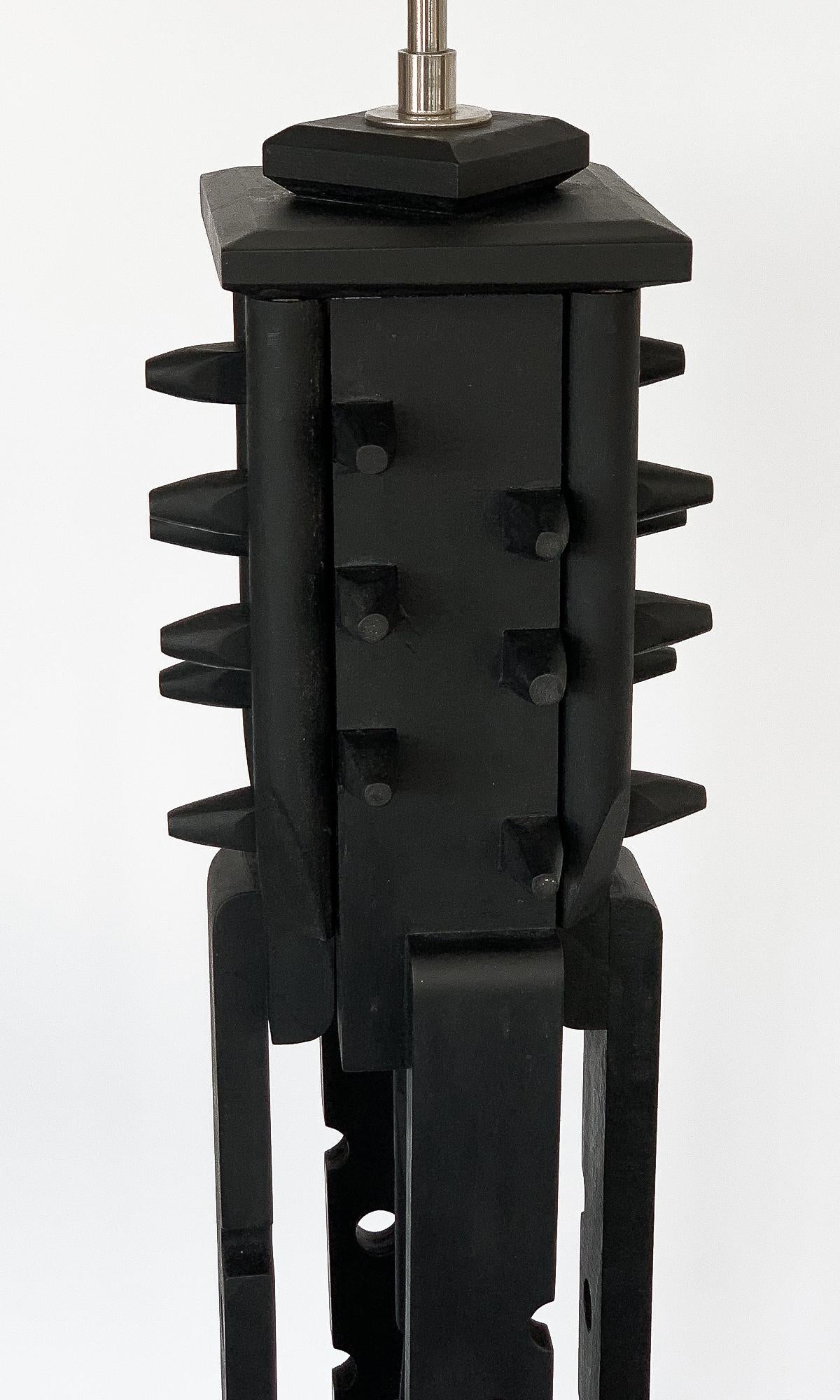 Nevelson Style Black Painted Wood Assemblage Floor Lamp 5