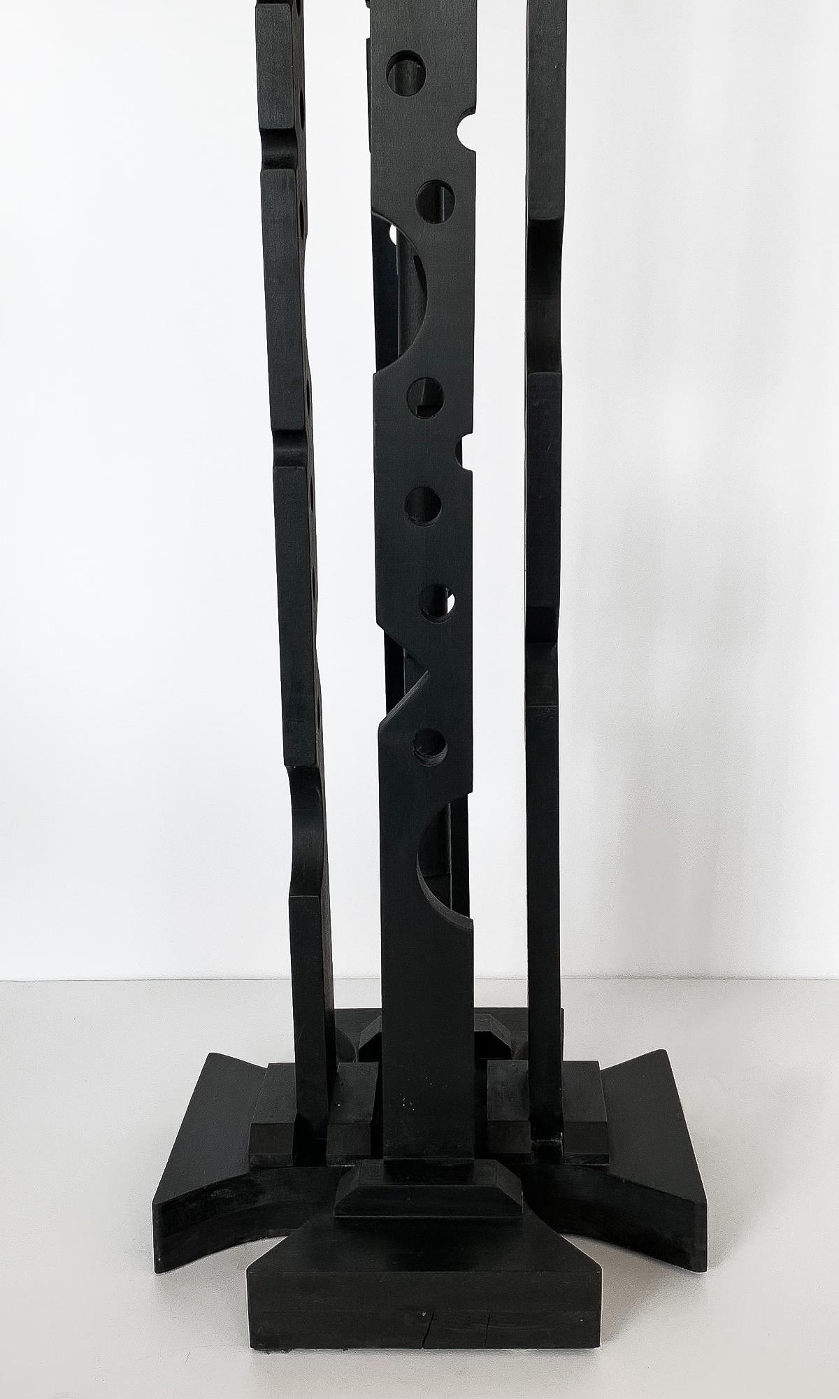 Nevelson Style Black Painted Wood Assemblage Floor Lamp 8