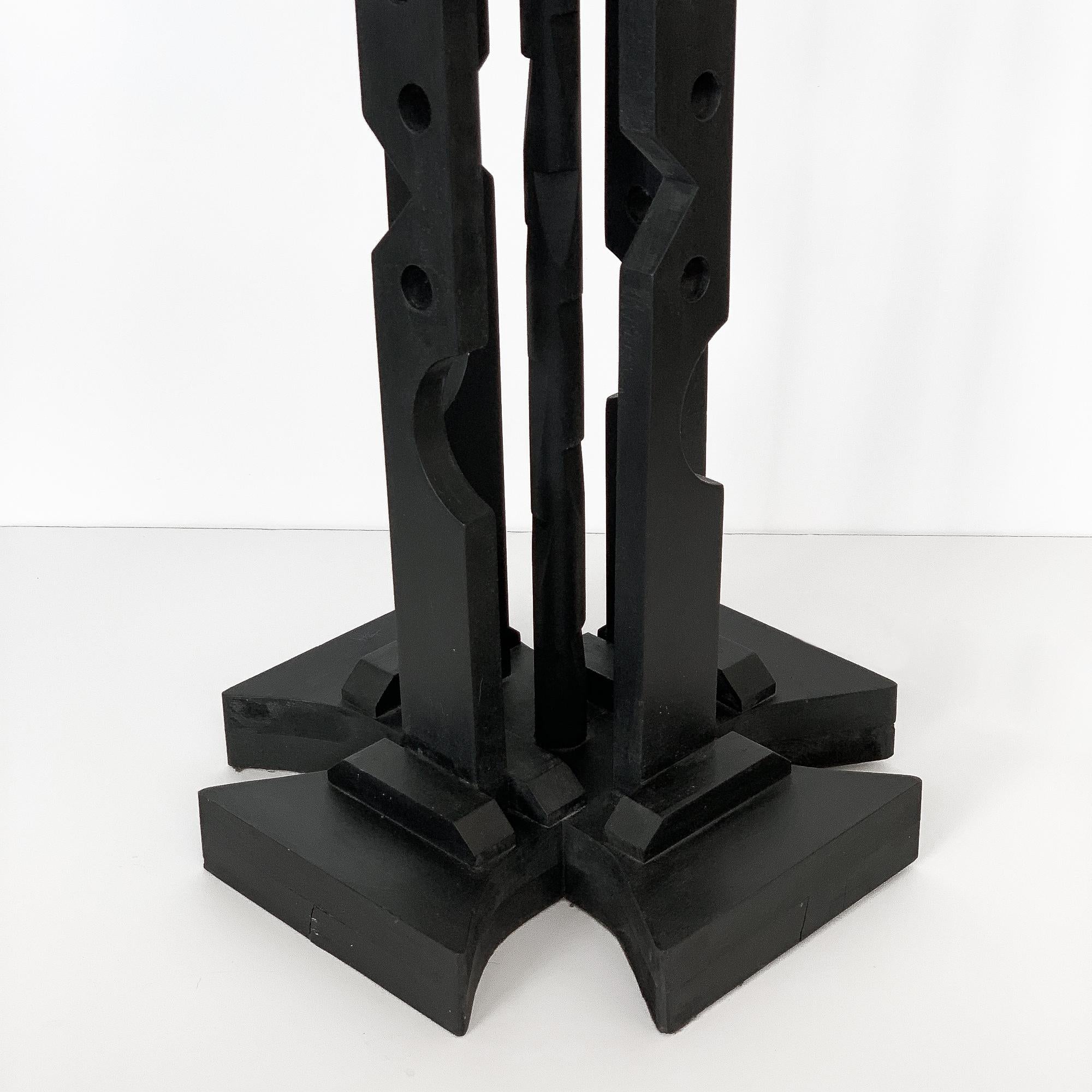Nevelson Style Black Painted Wood Assemblage Floor Lamp 9