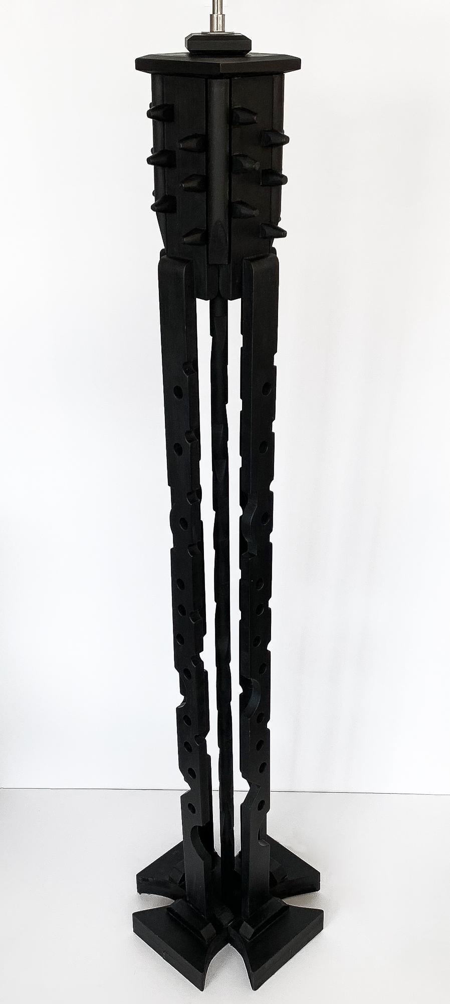Nevelson Style Black Painted Wood Assemblage Floor Lamp 1
