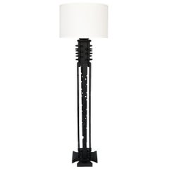 Nevelson Style Black Painted Wood Assemblage Floor Lamp