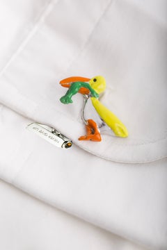 Never Give Up Manschettenknöpfe aus Citrin, Turmalin und Emaille, einzigartiges Rossella Ugolini-Design