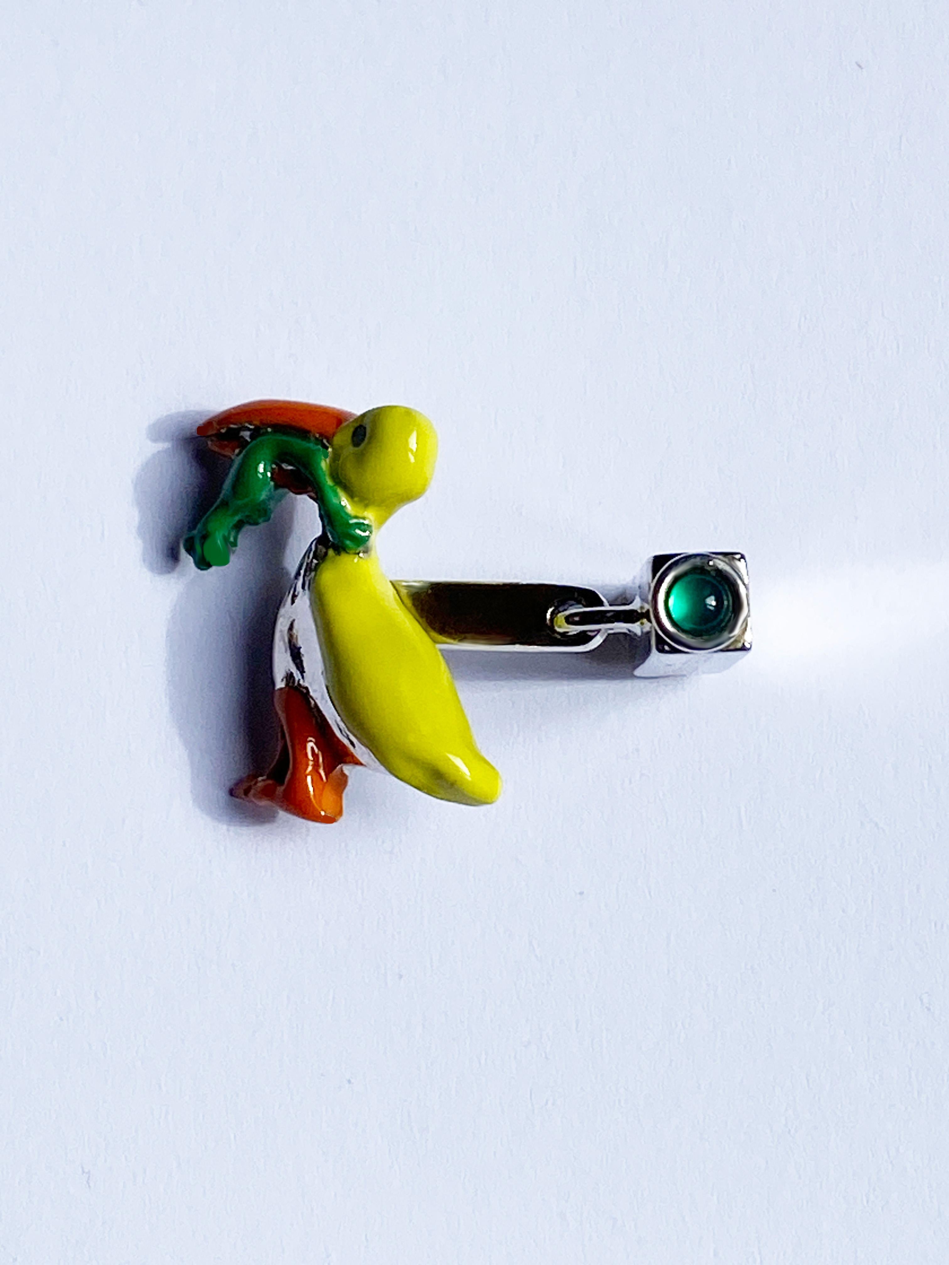 Moderne Never Give Up Citrine Tourmaline Enamel Unique Rossella Ugolini Design Cufflinks en vente