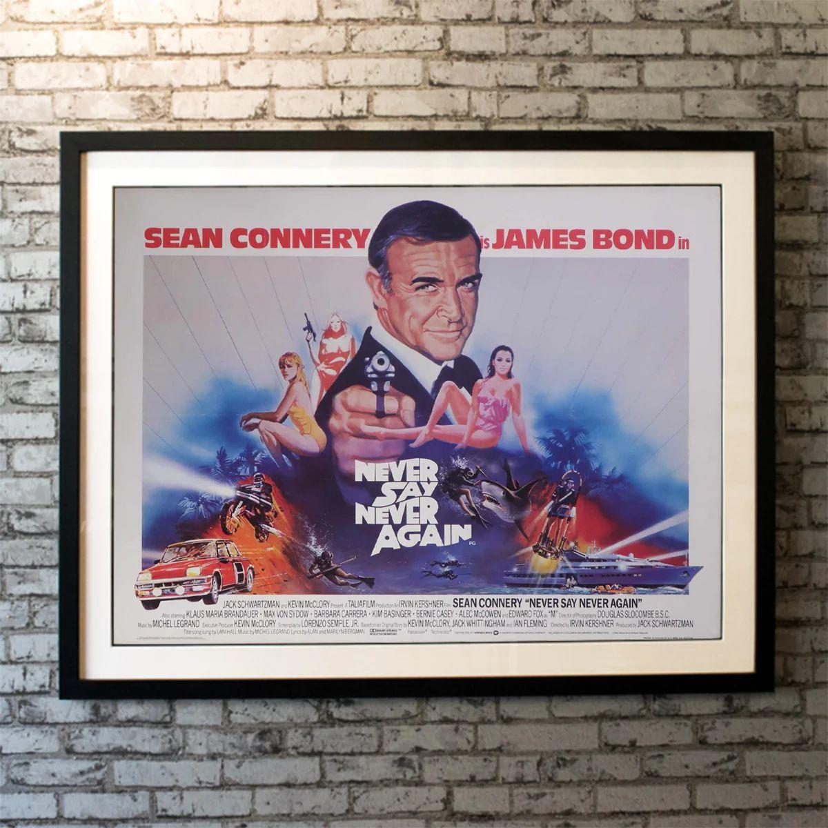 Never Say Never Again, Unframed Poster, 1982

Original British Quad (30 X 40 Inches). Released in the same year as Octopussy, this was the James Bond film that the Broccolis did not make. Mostly a remake of Thunderball, it was notable for the return