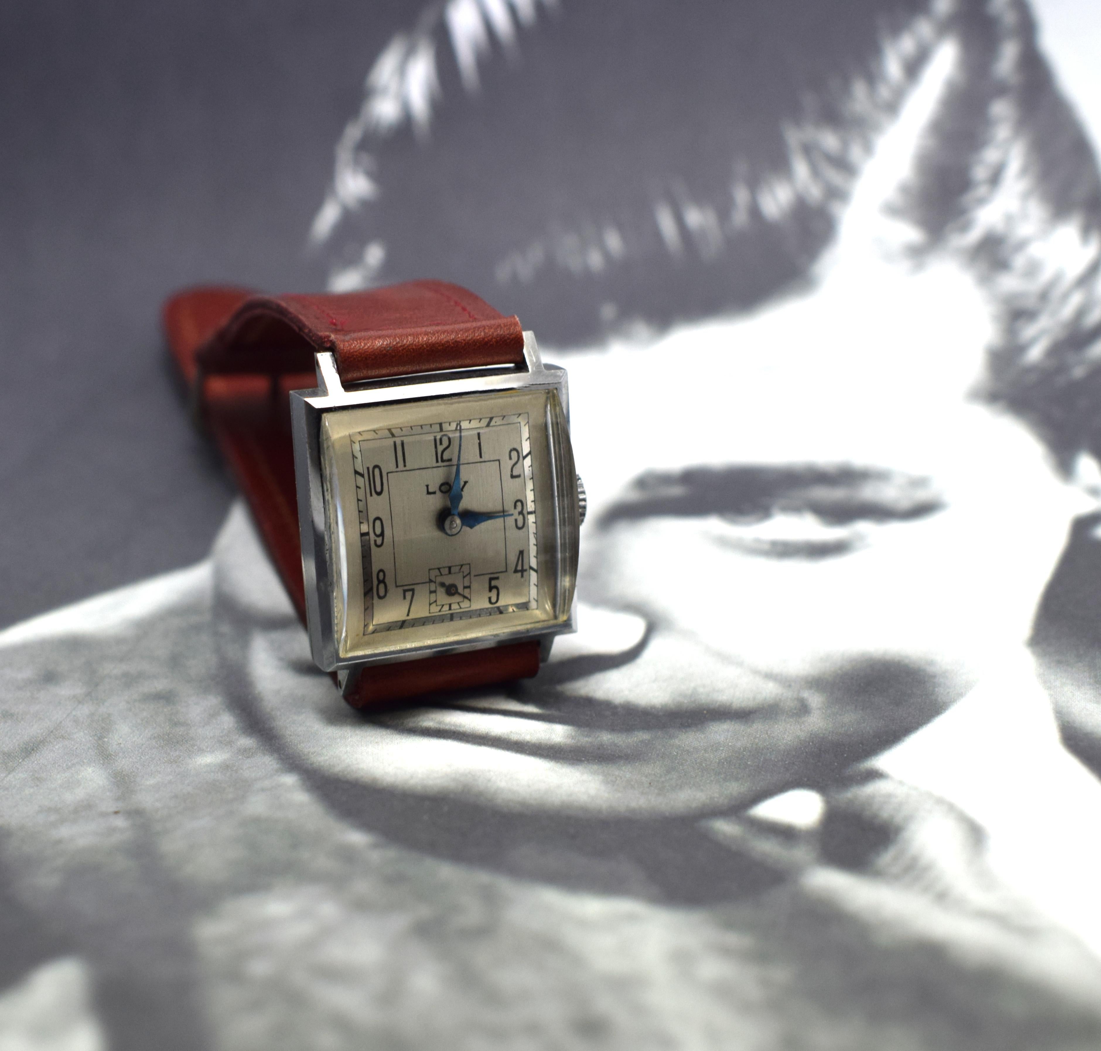 Never Used Art Deco Gents Wristwatch, 1930s, Lov In Excellent Condition In Westward ho, GB