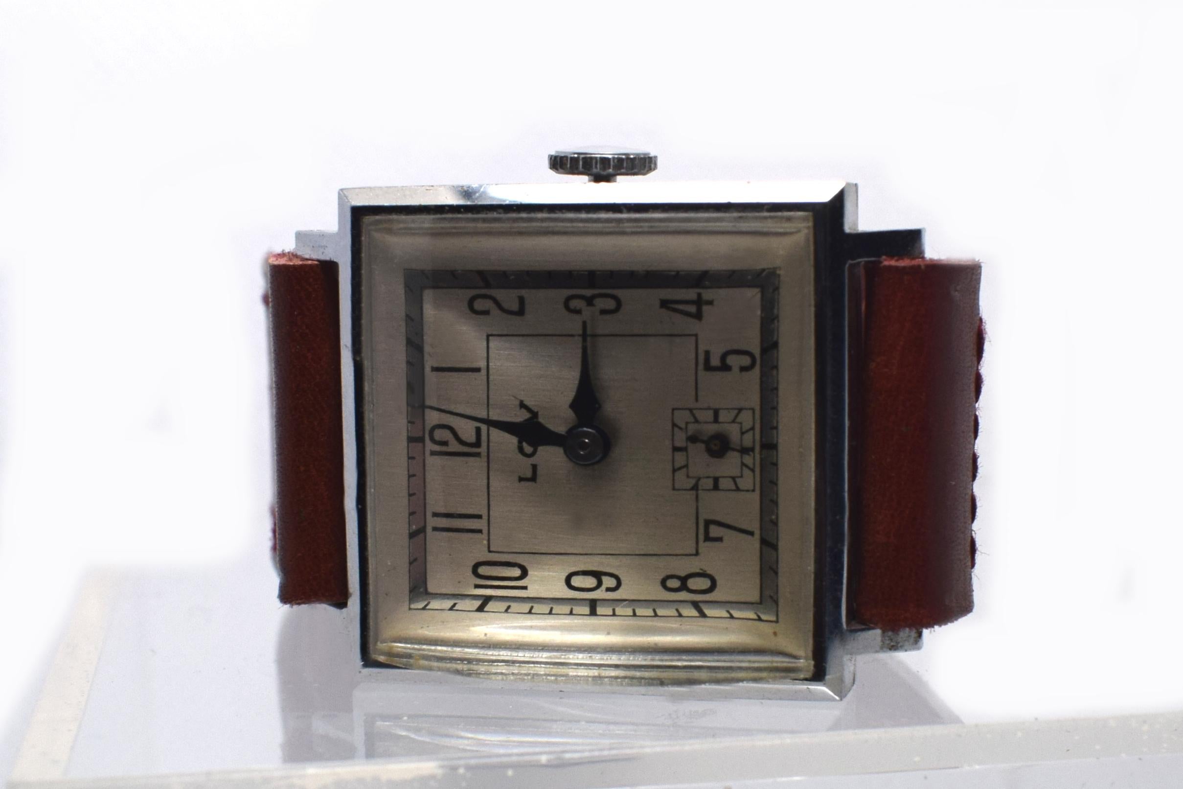 Never Used Art Deco Gents Wristwatch, 1930s, Lov 3