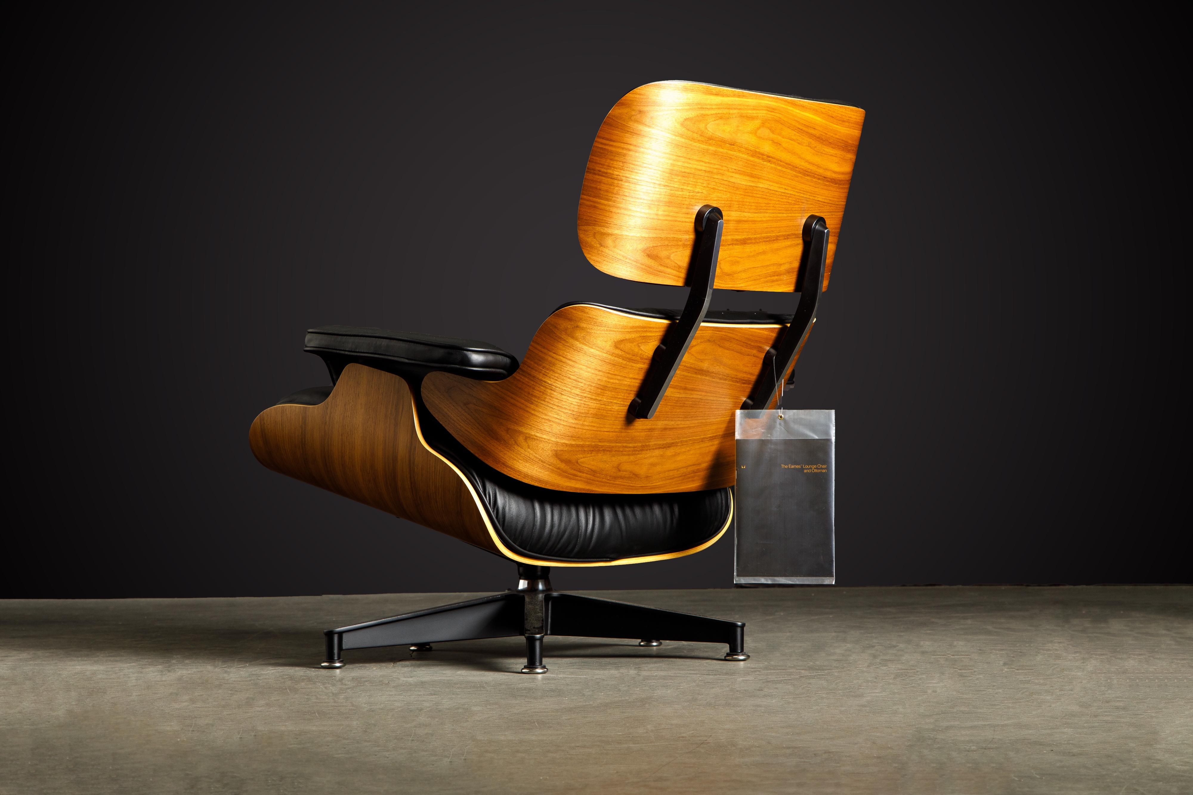 Never-Used Charles Eames Lounge Chair and Ottoman for Herman Miller, c. 1984 9