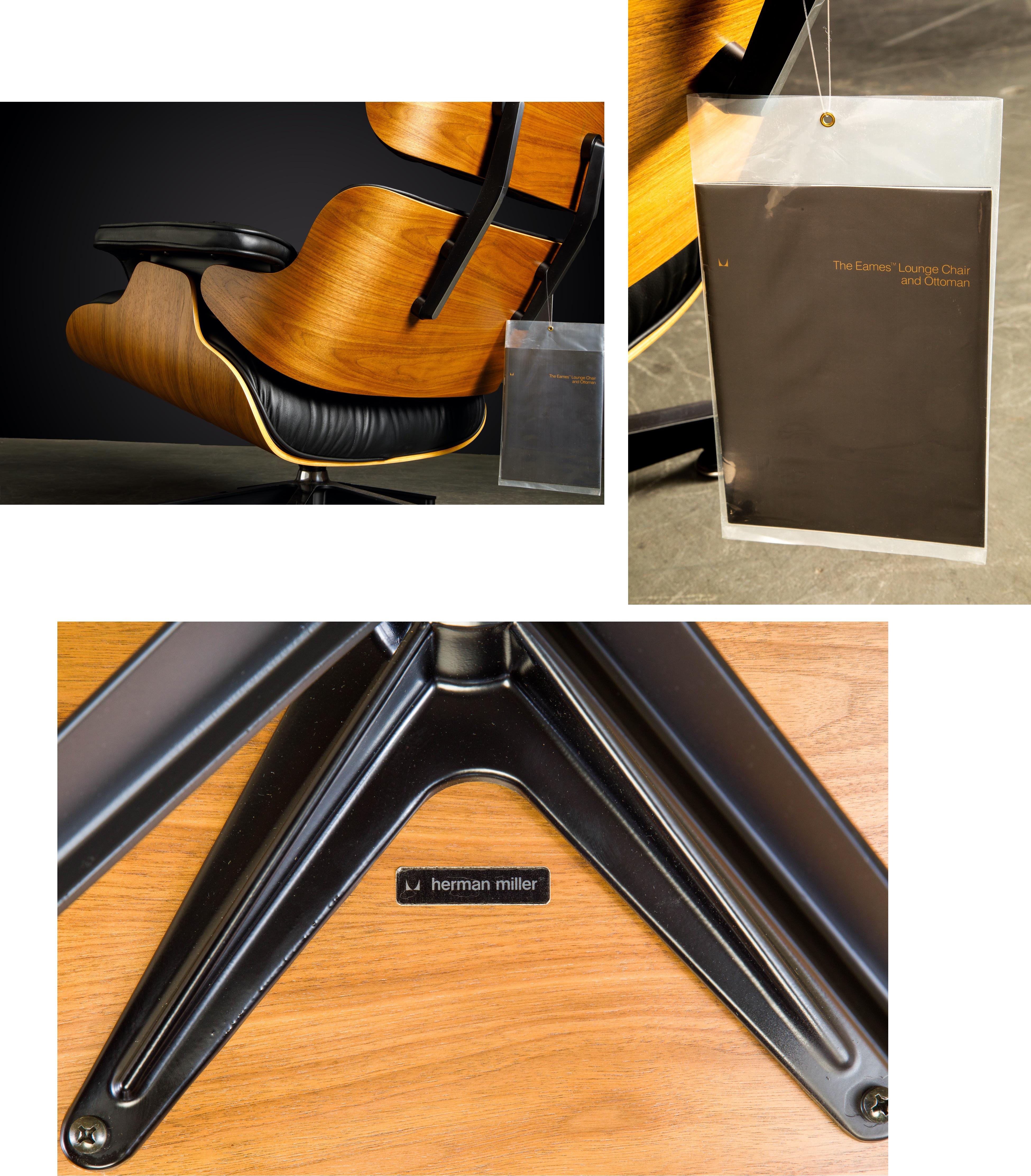 Leather Never-Used Charles Eames Lounge Chair and Ottoman for Herman Miller, c. 1984