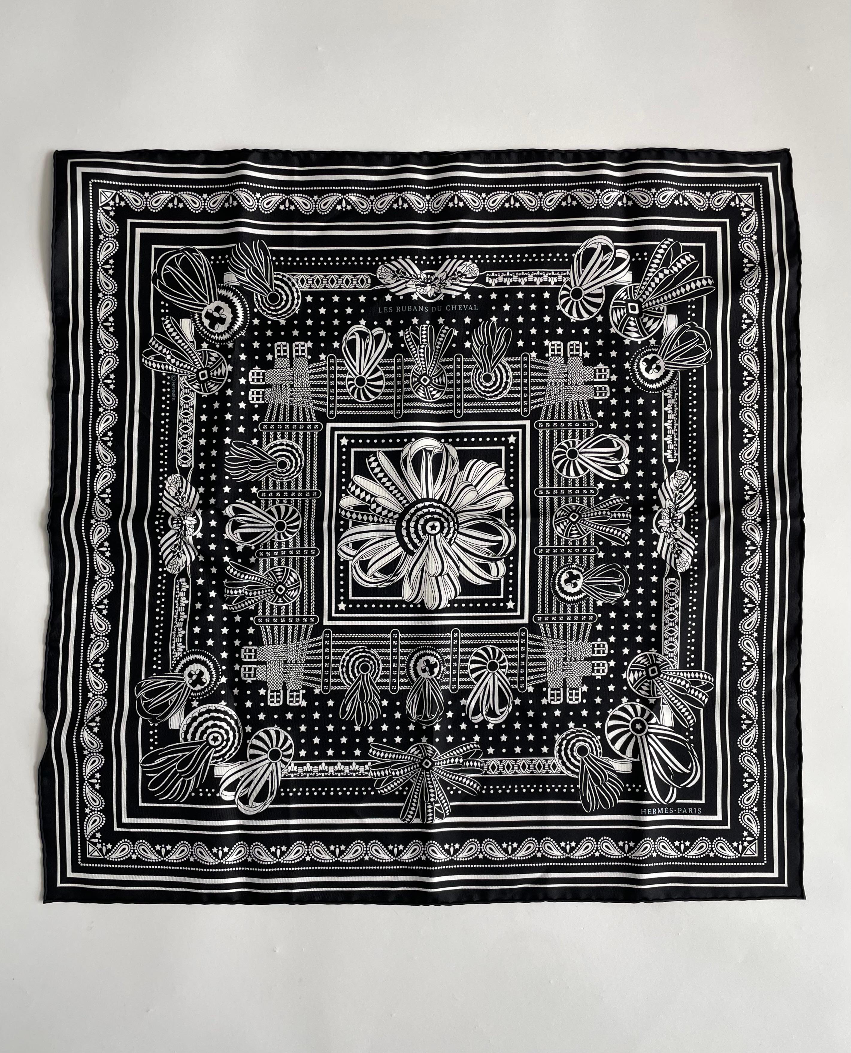 Black New In Box Hermès Bandana 55 