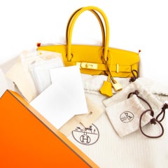 Never Used Hermes Birkin 30 Jaune Ambre Togo GHW