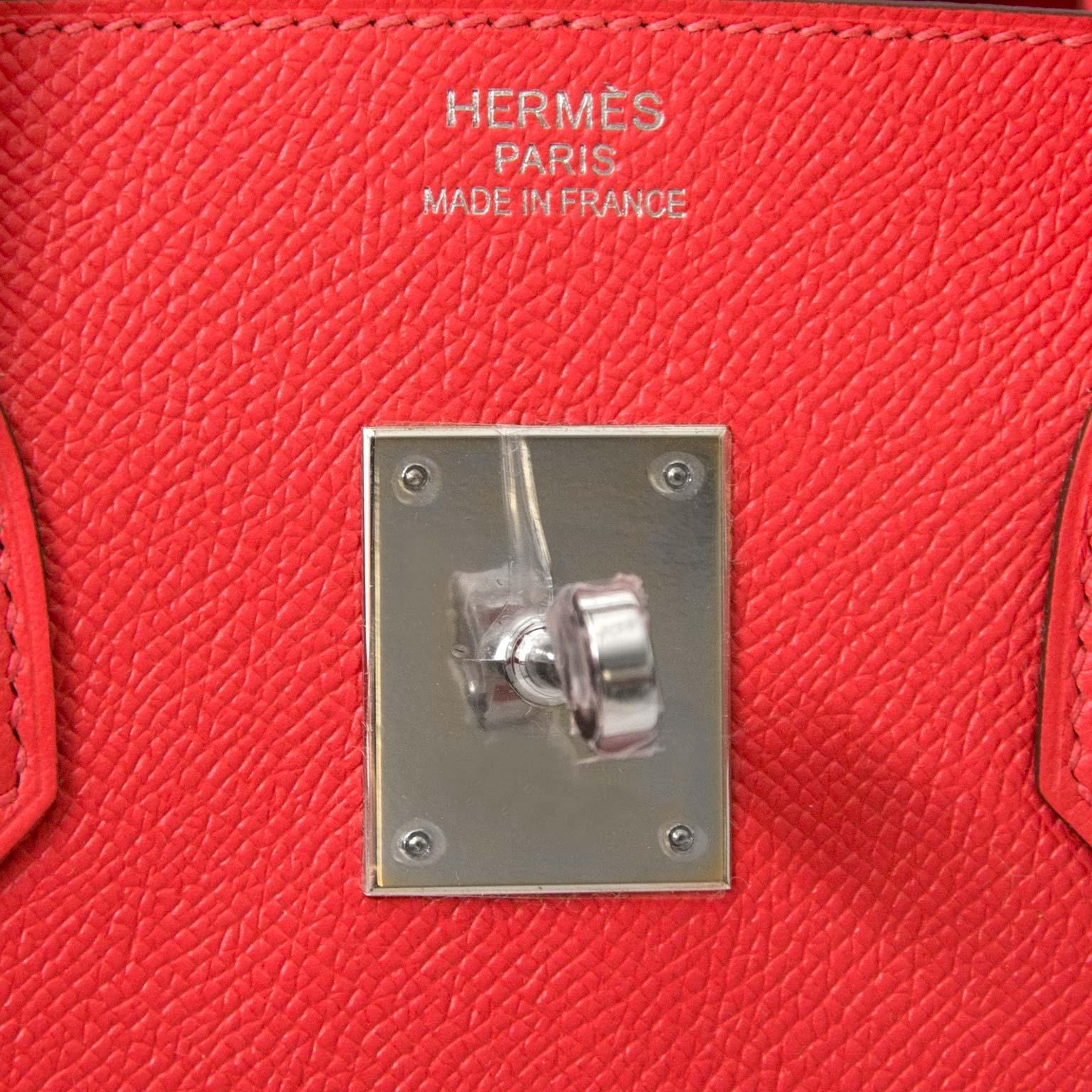 Red *Never Used* Hermès Birkin 35 Epsom Rose Jaipur PHW